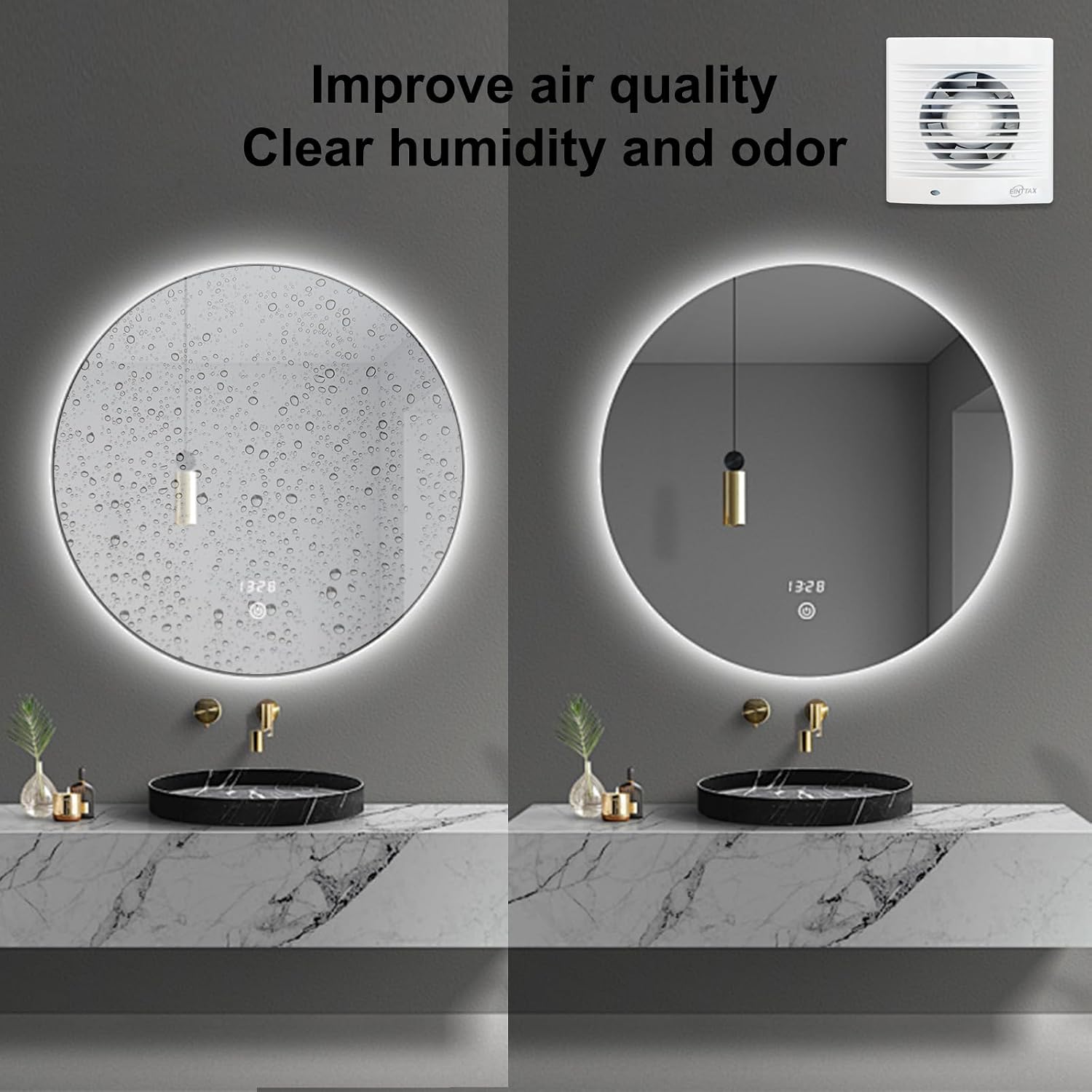 4 Inch Wall Mount Bathroom Exhaust Fan, Plug in Wall Exhaust Fan, 12W 77 CFM Bathroom Window Fan with Backdraft Damper for Kitchen, Garage, Office, 34 dB, White