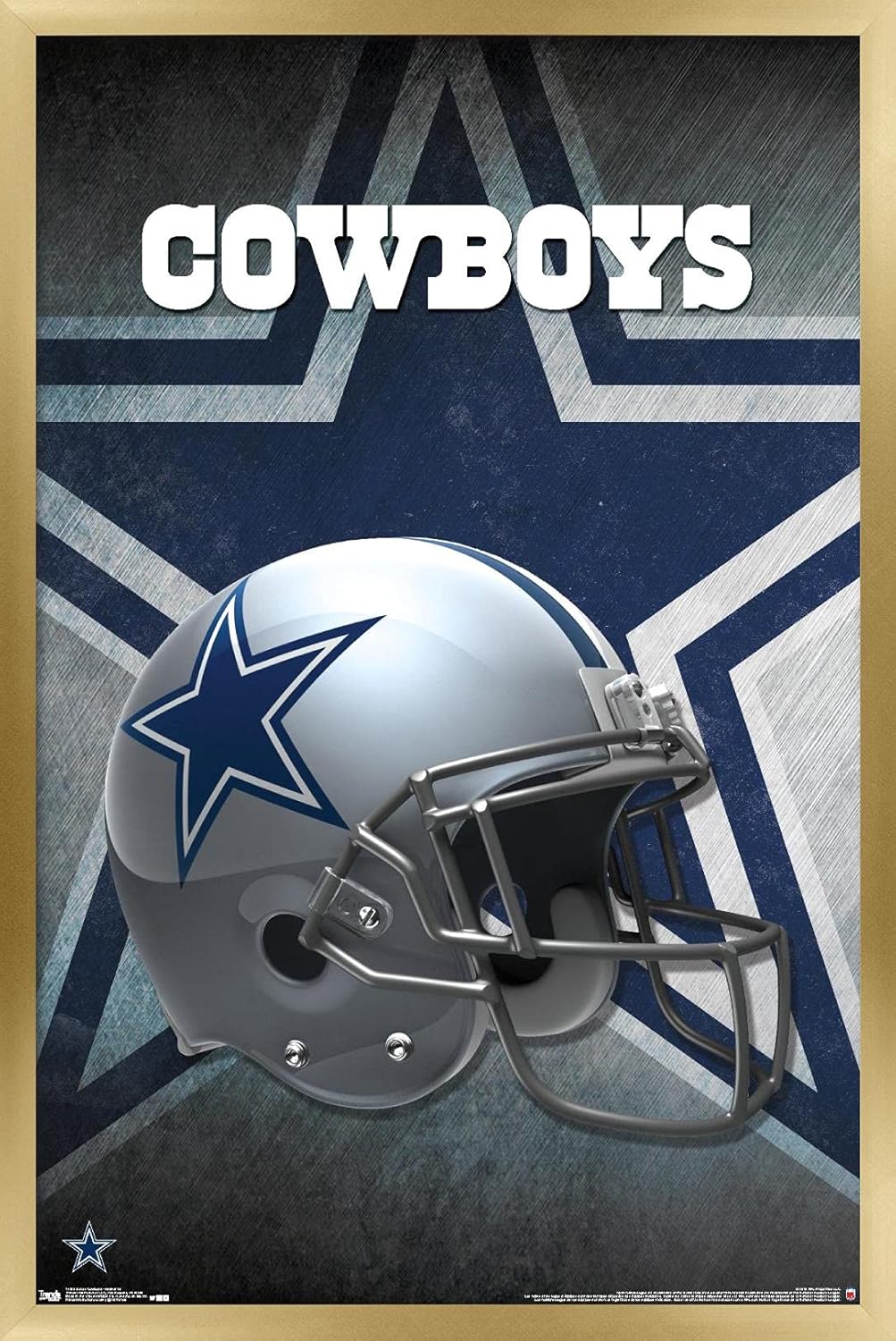 Trends International NFL Dallas Cowboys - Helmet 16 Wall Poster, 22.375" x 34", Barnwood Framed Version