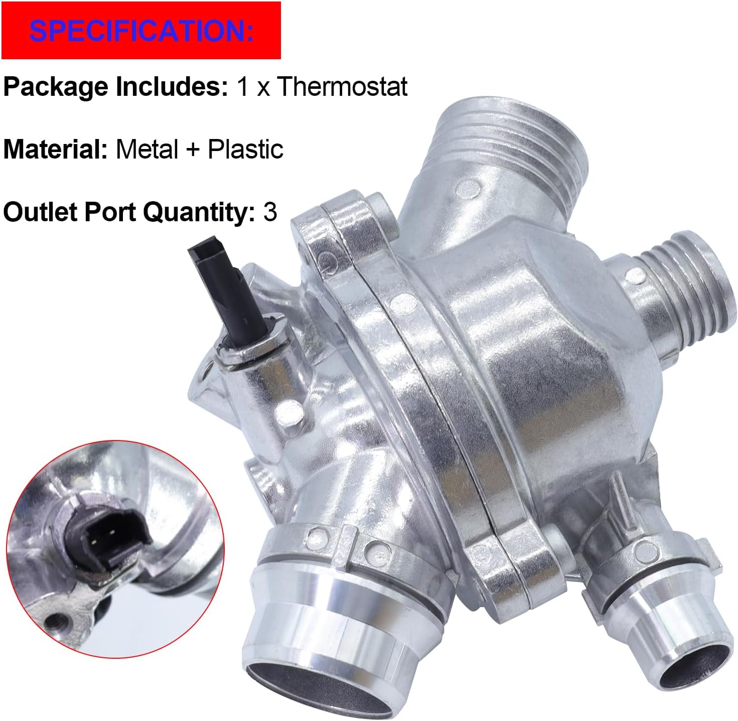 SMMS 11537549476 Aluminum Engine Coolant Thermostat Housing for BMW X3 328i 335i 325i 530i Z4 ‌135i 535i E90 E92 E60 E83 2006-2016, Water Outlet Replace OE: 11537536655