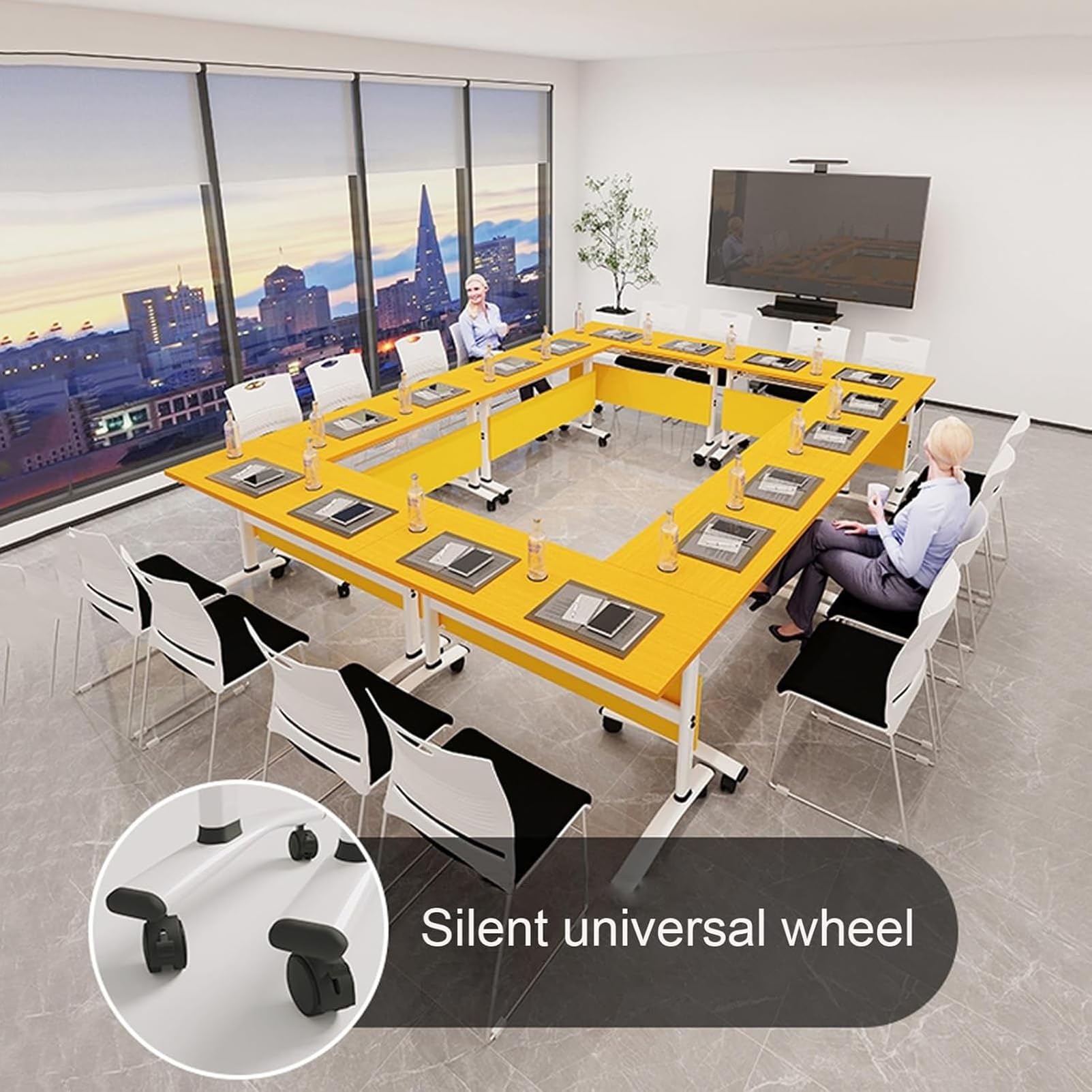 Mesa De Conferencias Móvil Moderna para Oficina 120x40x75cm, Mesa Plegable Grande con Empalme De Bricolaje, Mesa Modular De Oficina para Reuniones Grandes