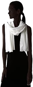 Calvin Klein womens Ck Logo Solid Satin Feel Lightweight Pashmina
