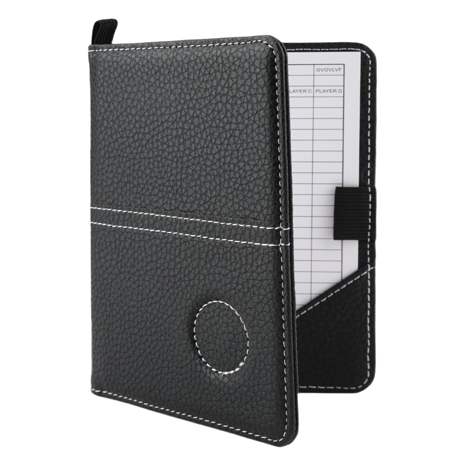 Leather Golf Scorecard Holder Set, Waterproof Golf Card Holder with Pen Loop and 2 Scorecards, Portable Foldable Design, Ideal Golf Scorecard Notebook for Men & Women, Black