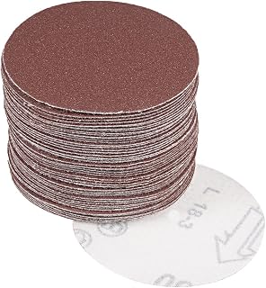 uxcell 50Pcs 3 inch Hook and Loop Sanding Disc 150 Grits Flocking Sandpaper for Random Orbit Sander Brown