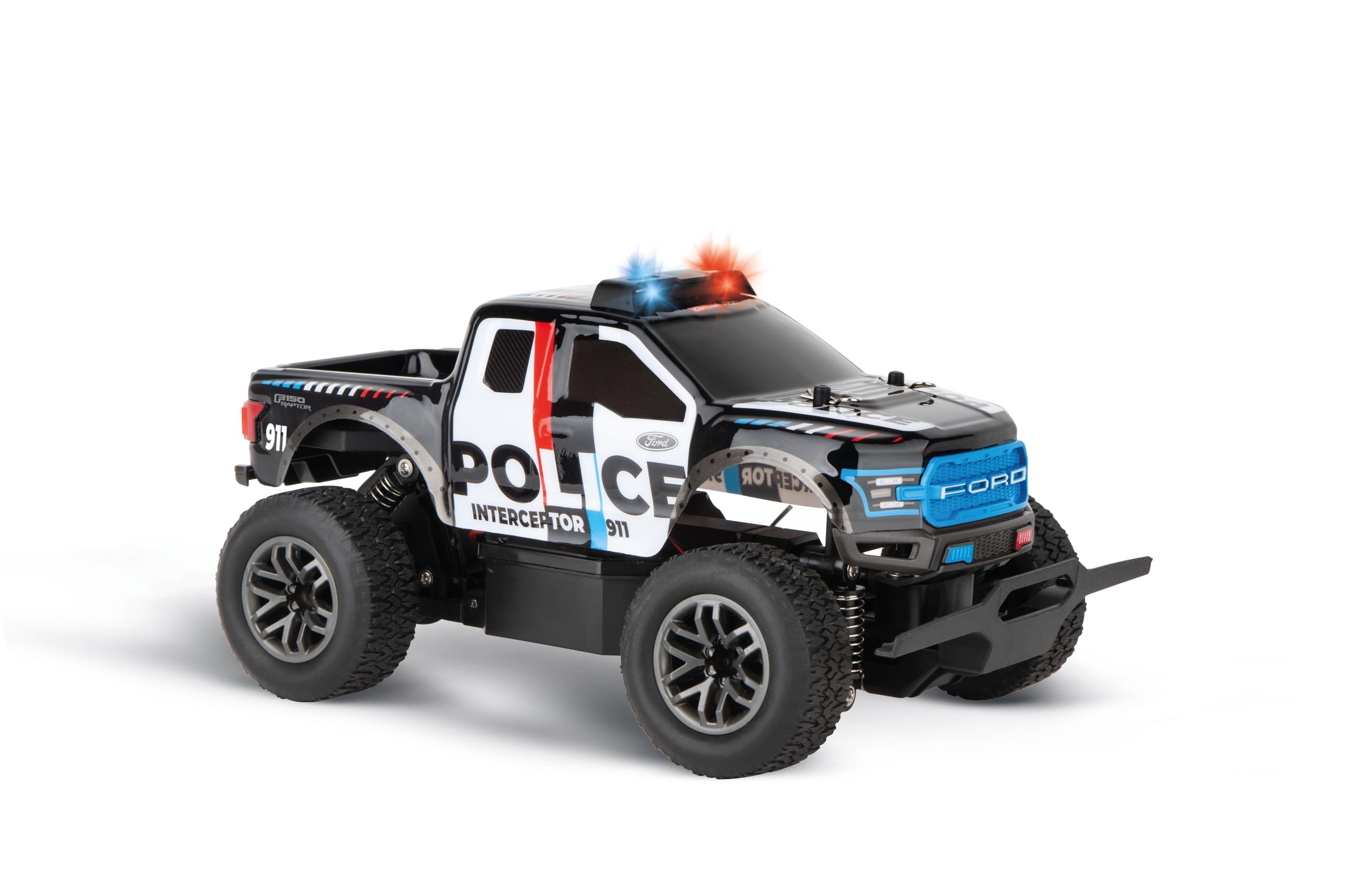 Carrera 370182024 Ford F-150 Raptor Police 2,4 GHz oryginalna licencja światło policyjne LED wysoka prędkość do 25 km/h cyfrowy układ proporcjonalnego sterowania i jazdy pojazd z pełnym zawieszeniem