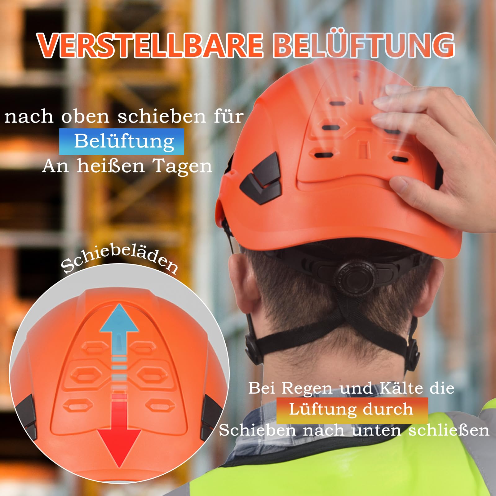 Schutzhelm Baustelle belüftet, bauhelme Erwachsene mit EN 397 Industriehelm, ANSI Z89.1 zugelassene arbeitshelm für Industrie und BAU Orange