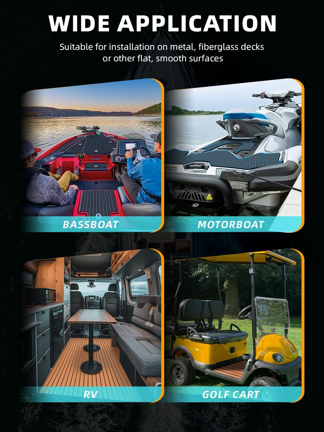 FOCEAN Boat Flooring EVA Foam Boat Decking, Self-Adhesive Non-Slip Marine Carpet for Jon Bass Pontoon Boats Motorboat RV Yacht Kayak Surfboard Floor