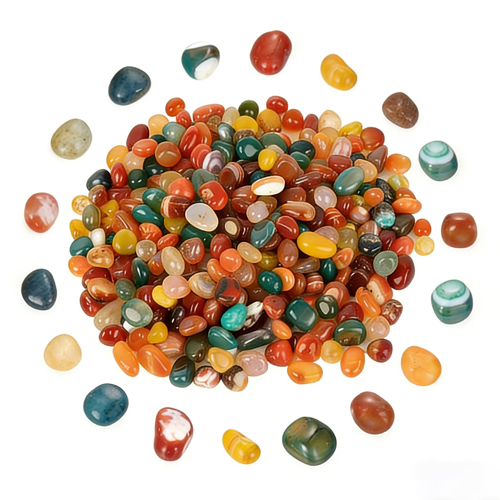 400g Pebbles for Vases, Multicolored Decorative Stones, Marbles Beads for Vase, Aquarium, Landscaping, Garden, Flowerpot, Wedding Decoration, Candle and Mosaic(8-13mm, Round)