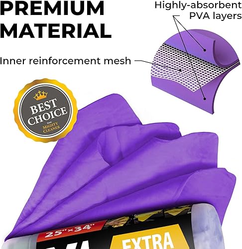 Miniatura 16 de Toalla de gamuza XL prémium para automóvil, (34 x 25 pulgadas), tela de gamuza súper absorbente, sin manchas y arañazos, toallas reutilizables