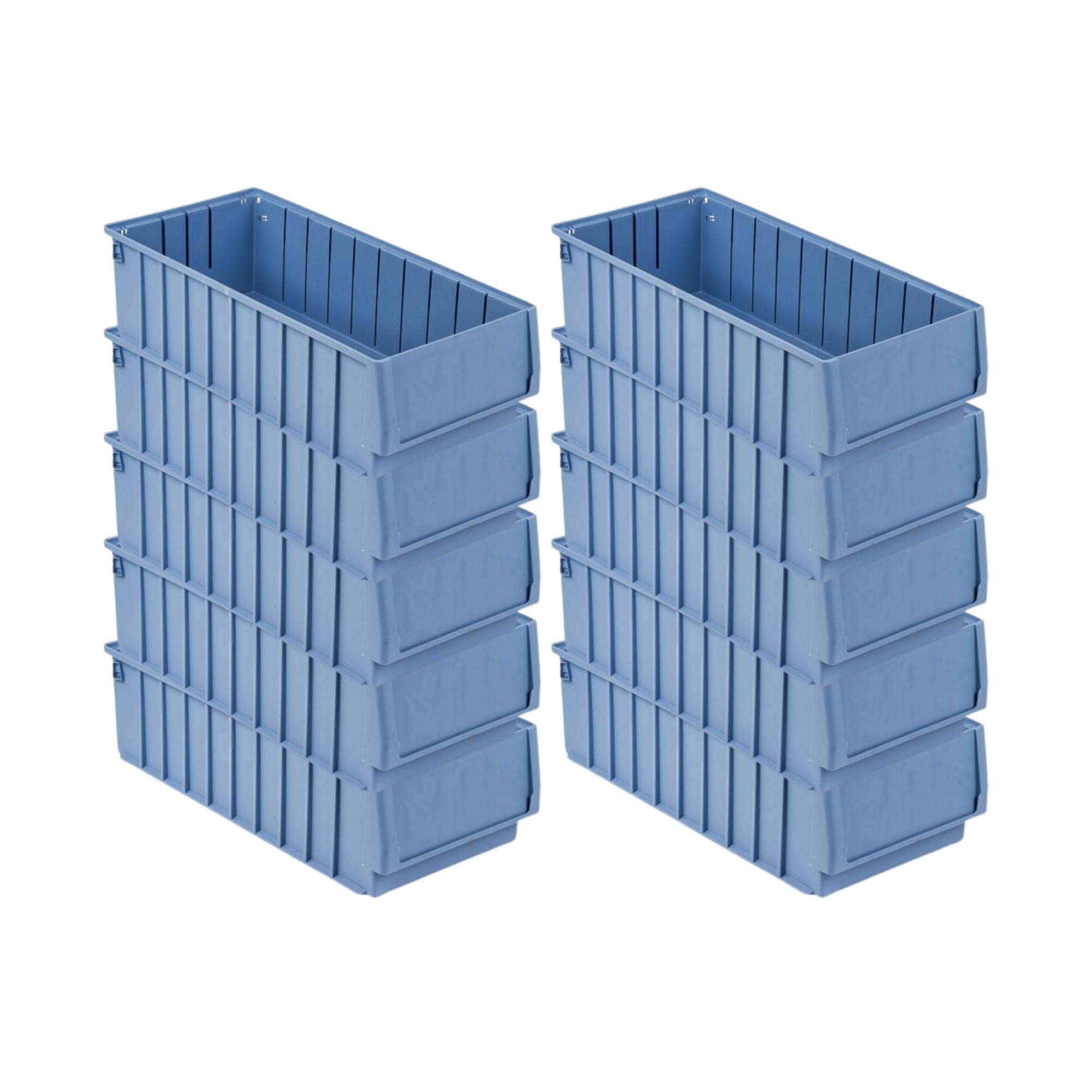 SparSet 10x Regalkasten 500 BH mit Etikett & Schutzhaube | HxBxT 14x23,4x50cm | 12,6 Liter | Sichtlagerkasten, Sortimentskasten, Sortimentsbox, Kleinteilebox