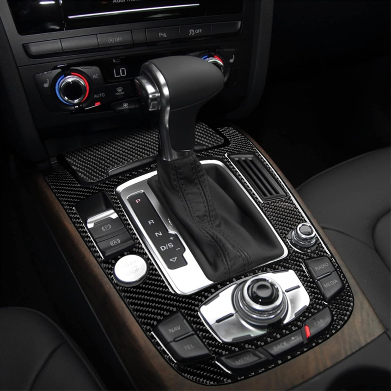 rrx Carbon Fiber Interior Panel Frame Cover Trim Compatible with Audi A4 B8 A5 8T 2009-2016 (Gear Shift Dashboard Frame C)