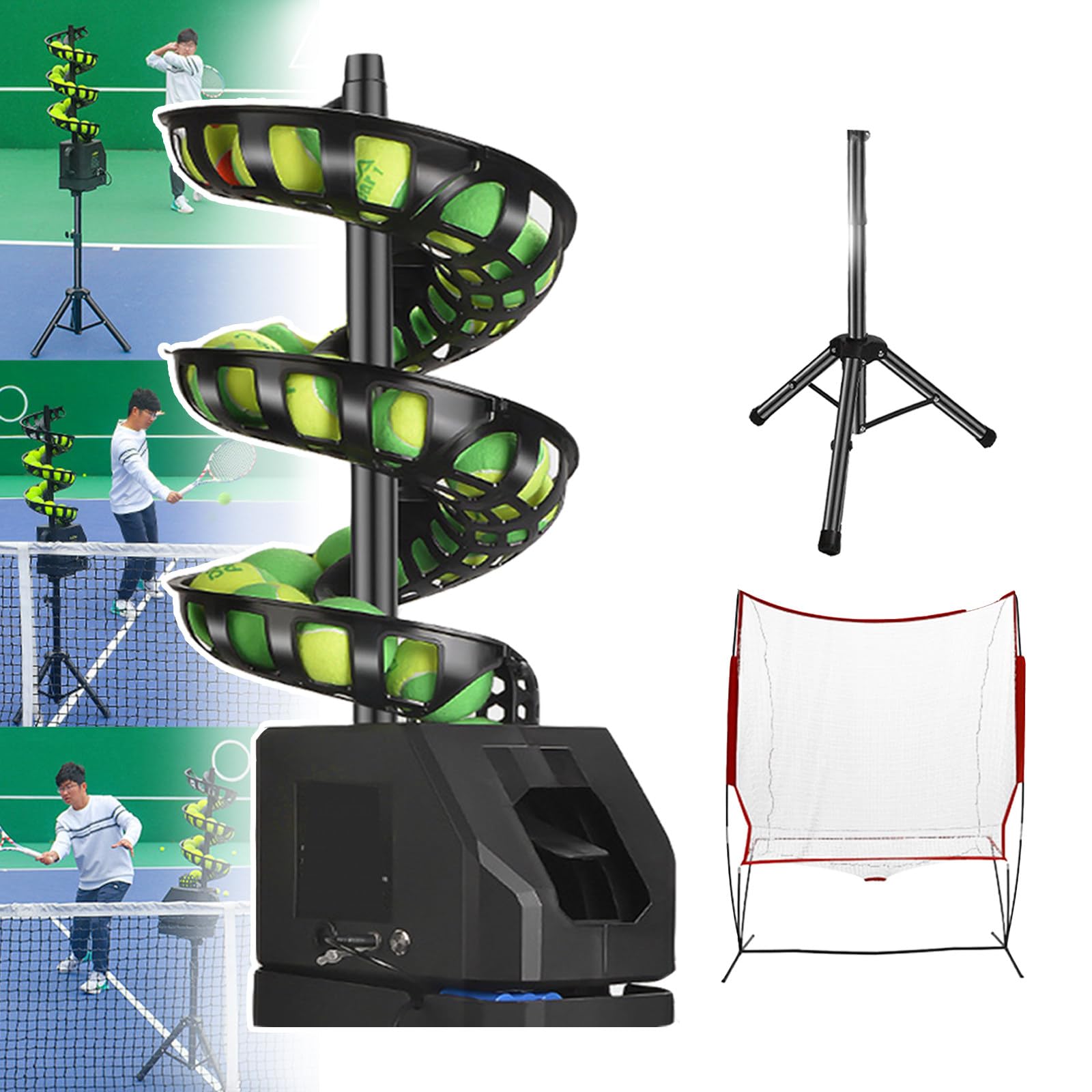 Máquina Lanzadora De Pelotas De Tenis, Lanzador De Pelotas De Tenis Portátil/33 Pelotas, Máquina Lanzadora De Pelotas De Tenis Automática/Para Lanzador De Pelotas De Juego Propio,withBallreceivingnet