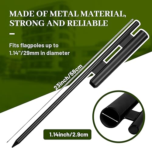 Miniatura 2 de Shimeyao 6 piezas de bandera de plumas de 23 pulgadas con picos de tierra resistentes para bandera, estacas para bandera, poste de bandera de plumas