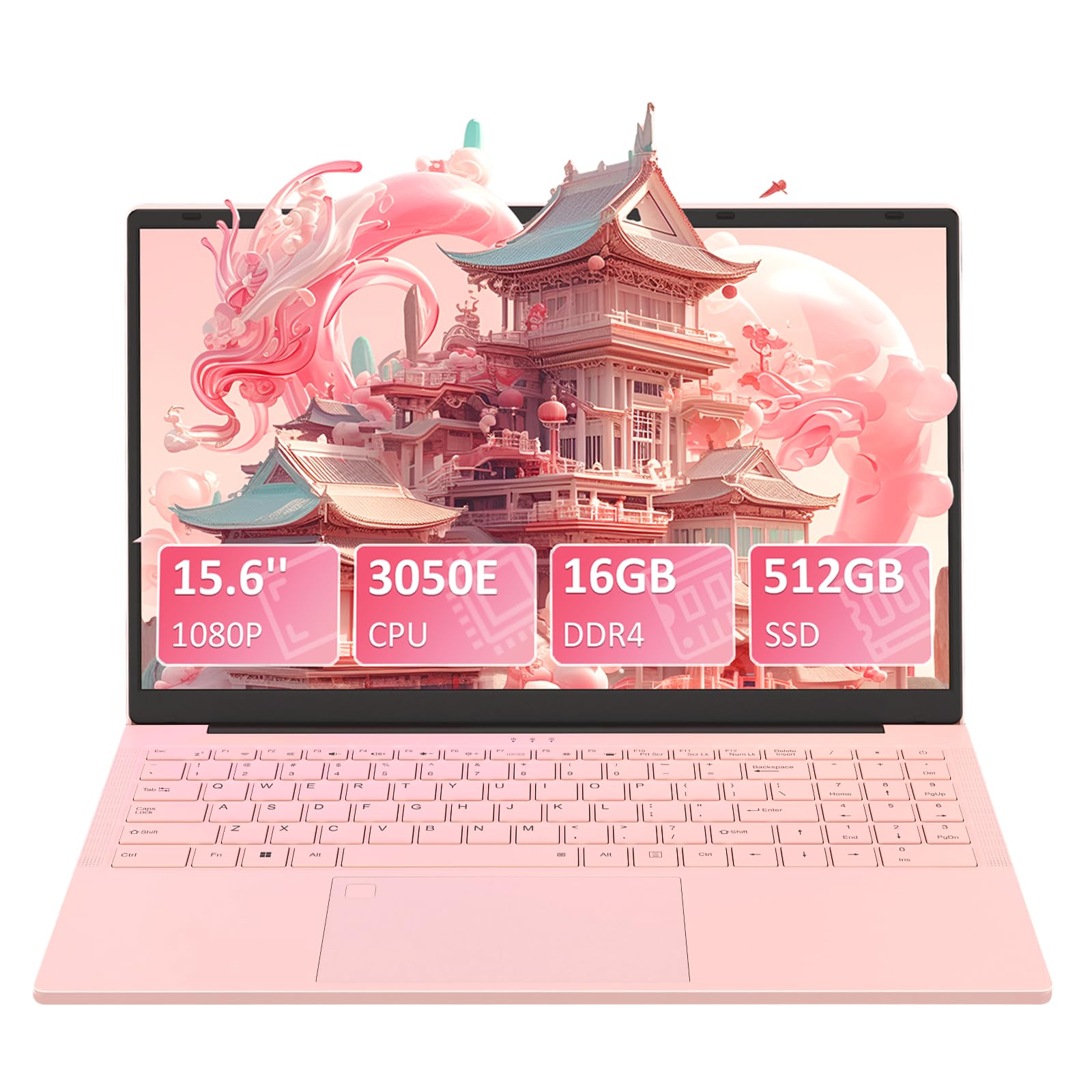 Portátil rosa de 15,6 pulgadas con teclado iluminado para regalar 8