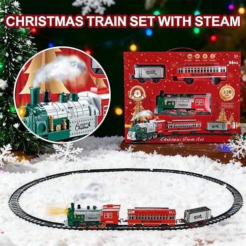 Miniatura 6 de Juego de tren eléctrico de Navidad  Juegos de tren con vapor para debajo del árbol de Navidad, trenes eléctricos, juguetes para decoración de