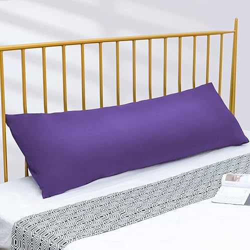 Miniatura 2 de DOWNCOOL Almohada de cuerpo completo con funda de fibra, muy suave, para dormir, transpirable, larga, 20 x 54 pulgadas, color morado