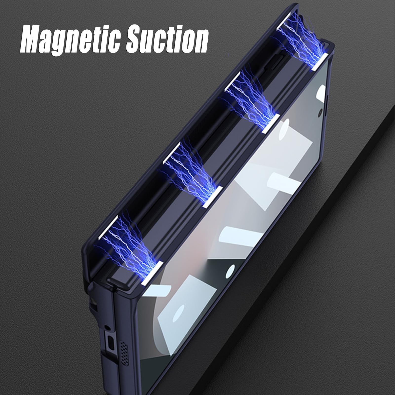 Custodia Per Samsung Galaxy Z Fold 6, Sottile Assorbimento Magnetico Custodia Con Cerniera Portapenne, Custodia Protettiva Antiurto(Blu)