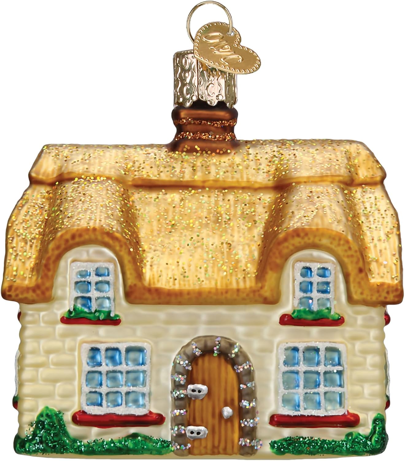 Old World Christmas English Cottage Glass Blown Ornament for Christmas Tree, Handcrafted Holiday Decoration, Cottage Collection