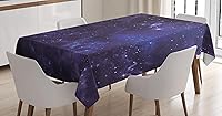 Vista 4 de Ambesonne Mantel con diseño de galaxia, estrellas celestiales en cielo nocturno, polvo de estrellas en nubes y mundo fantástico del espacio, mantel