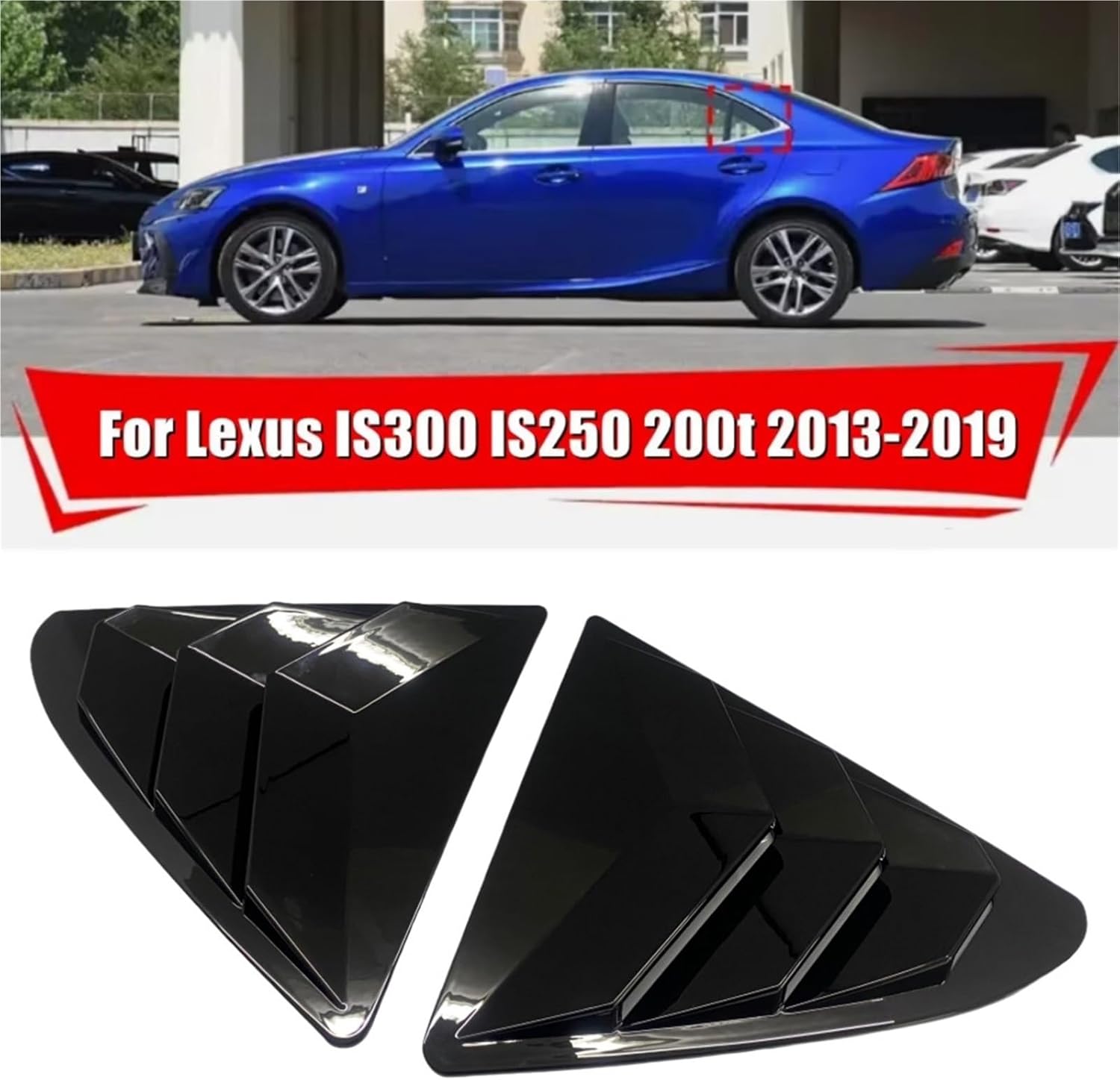 Car Rear Louver Window Side Shutter Cover for Lexus IS300 IS250 200t 2013-2020 Trim Sticker Vent Scoop ABS Carbon Fiber(Matte Black)