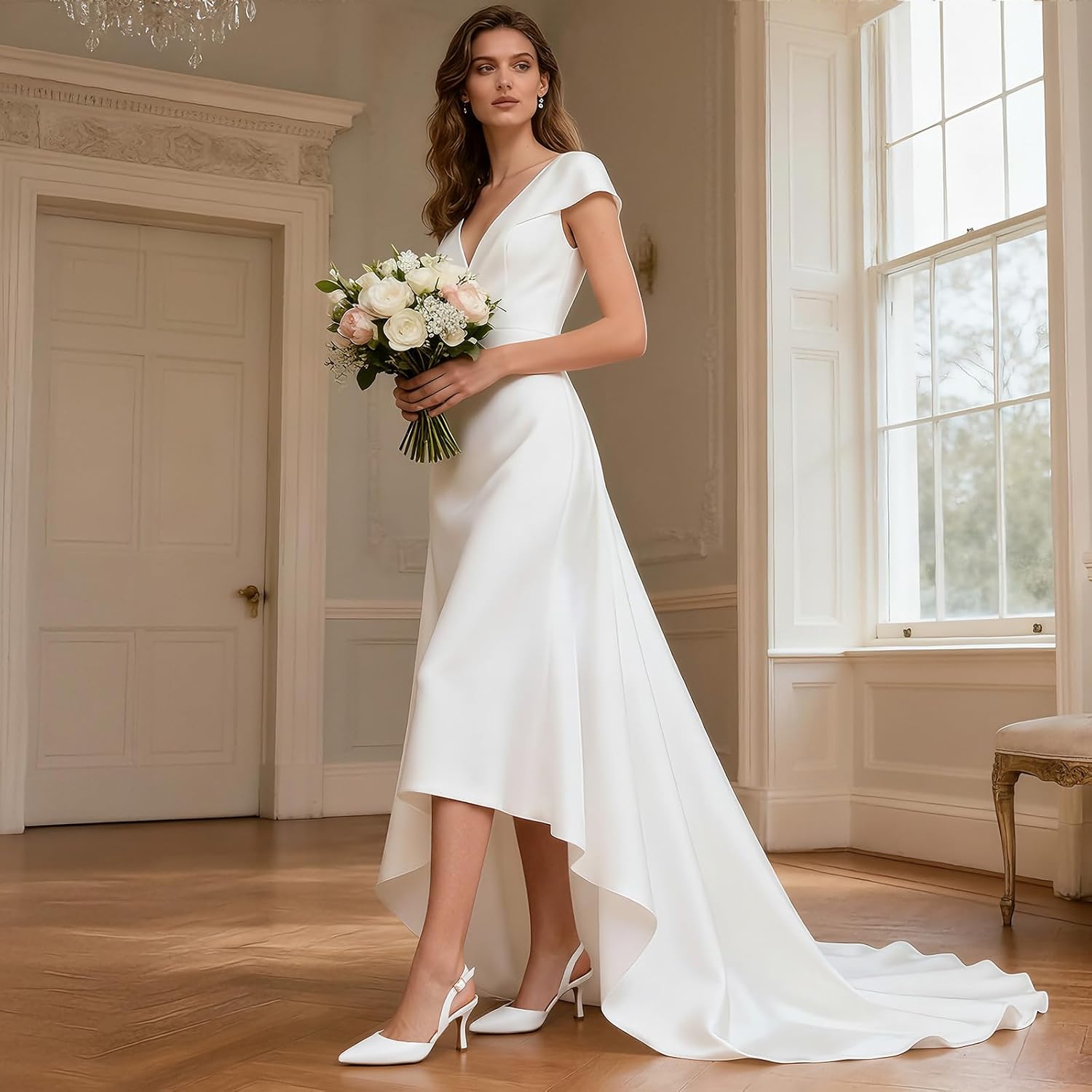 Athlefit Closed Pointed Toe Heels for Women Dress Work Wedding Party Slingback Stiletto Pumps Shoes - Image 2