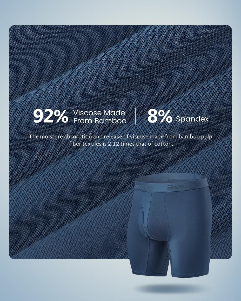 5 Pack Men's Underwear,Rayon Made from Bamboo Cool Boxer Briefs,Ultra Soft,Breathable,No Riding Up Long Leg - Image 5