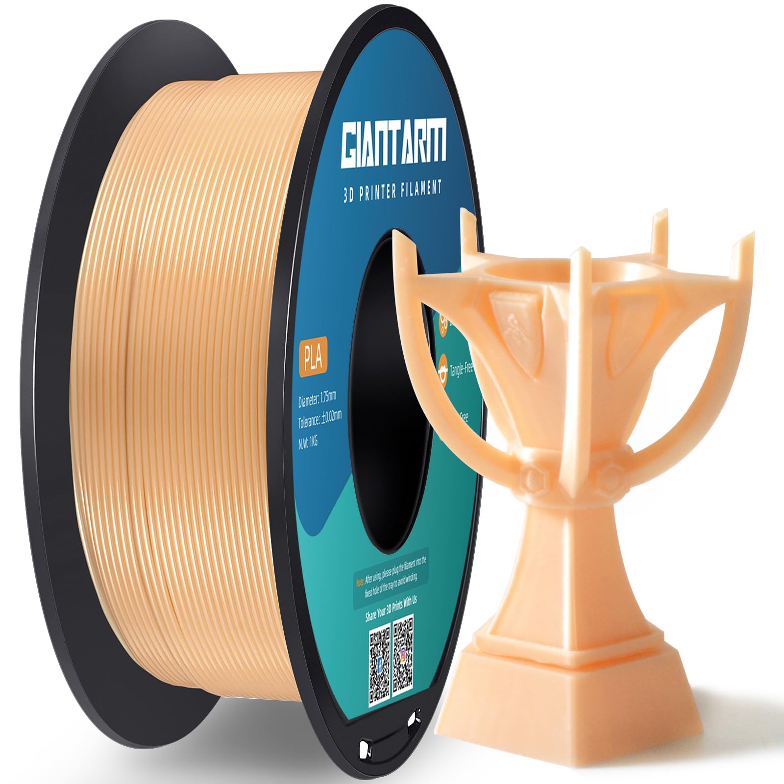 Filamento PLA 1,75 mm, GIANTARM Stampante 3D PLA Filamento 1 kg Spool (Oro sabbia)