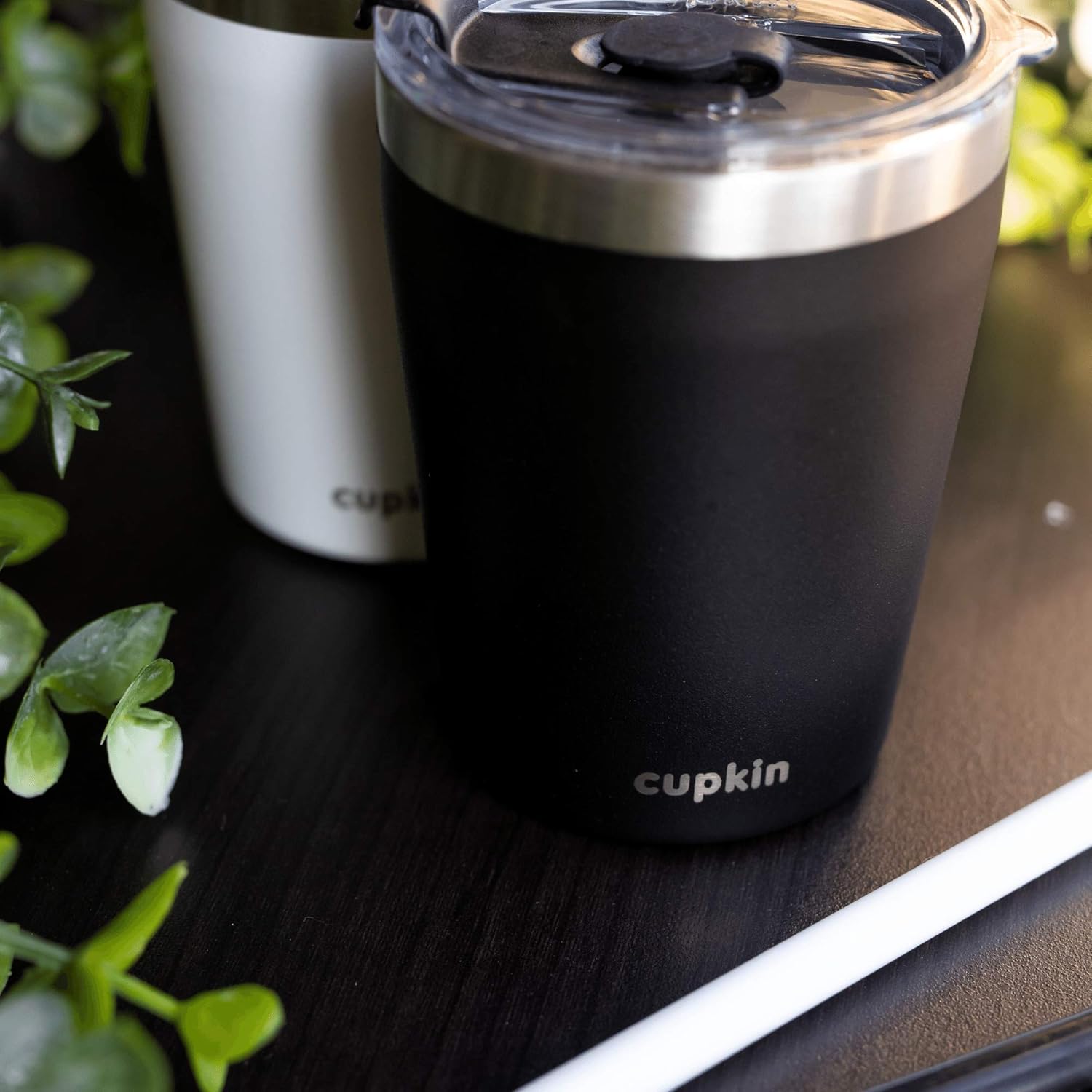 Bеѕt Rеvіеw Stackable Stainless Steel Toddler Straw Cup for Kids (EASY to Clean) - Set of 2 Powder Coated Vacuum Insulated Tumblers, 2 BPA Free Lids & 2 Reusable Silicone Straws (Black + White)