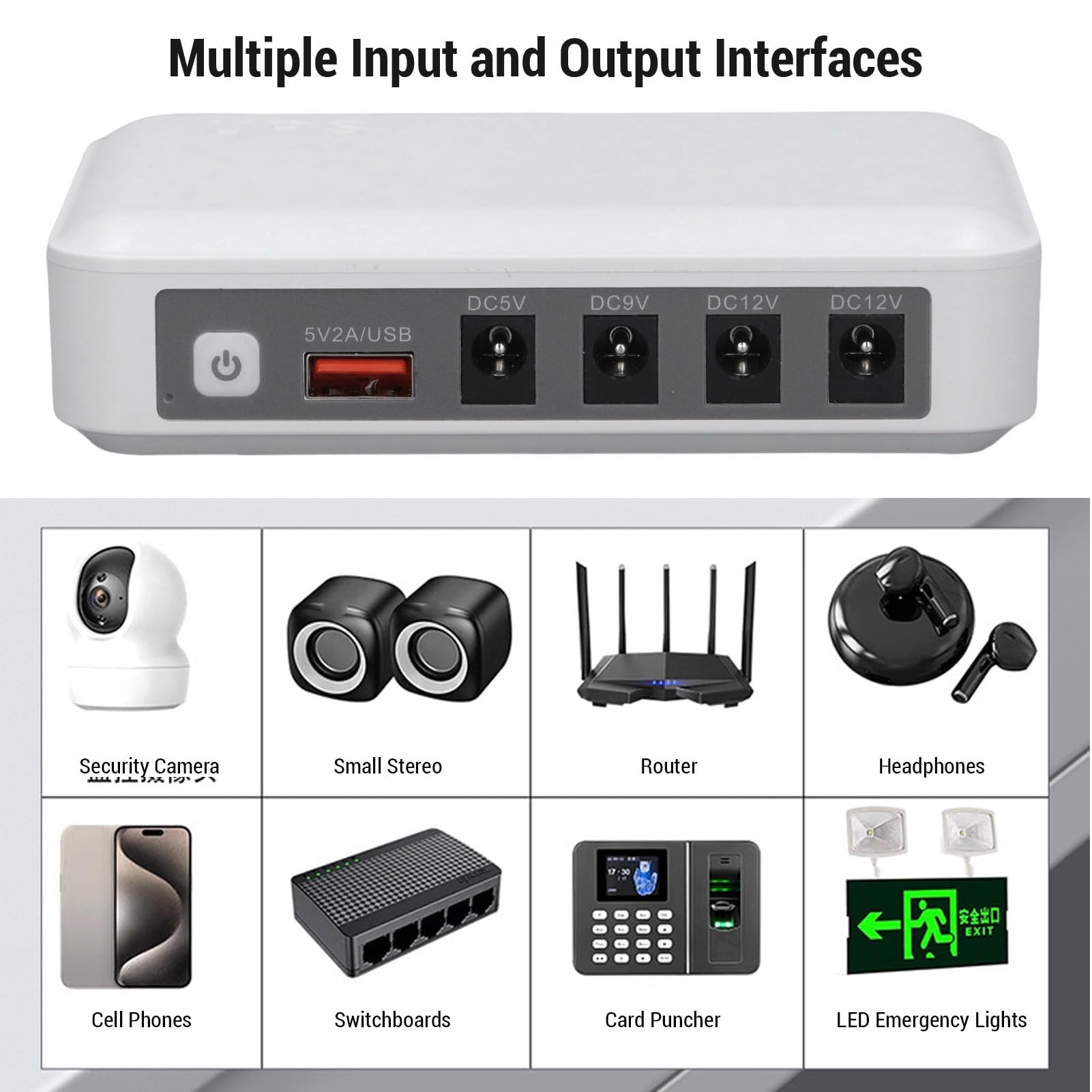 Mini UPS Onduleur 6000mAH de Grande Capacité USB 5V DC 5V 9V 12V Sortie Multiples Gardes Router UPS Alimentation de Secours Modem de Sécurité Caméra de Sécurité Alimentation (Prise UE)
