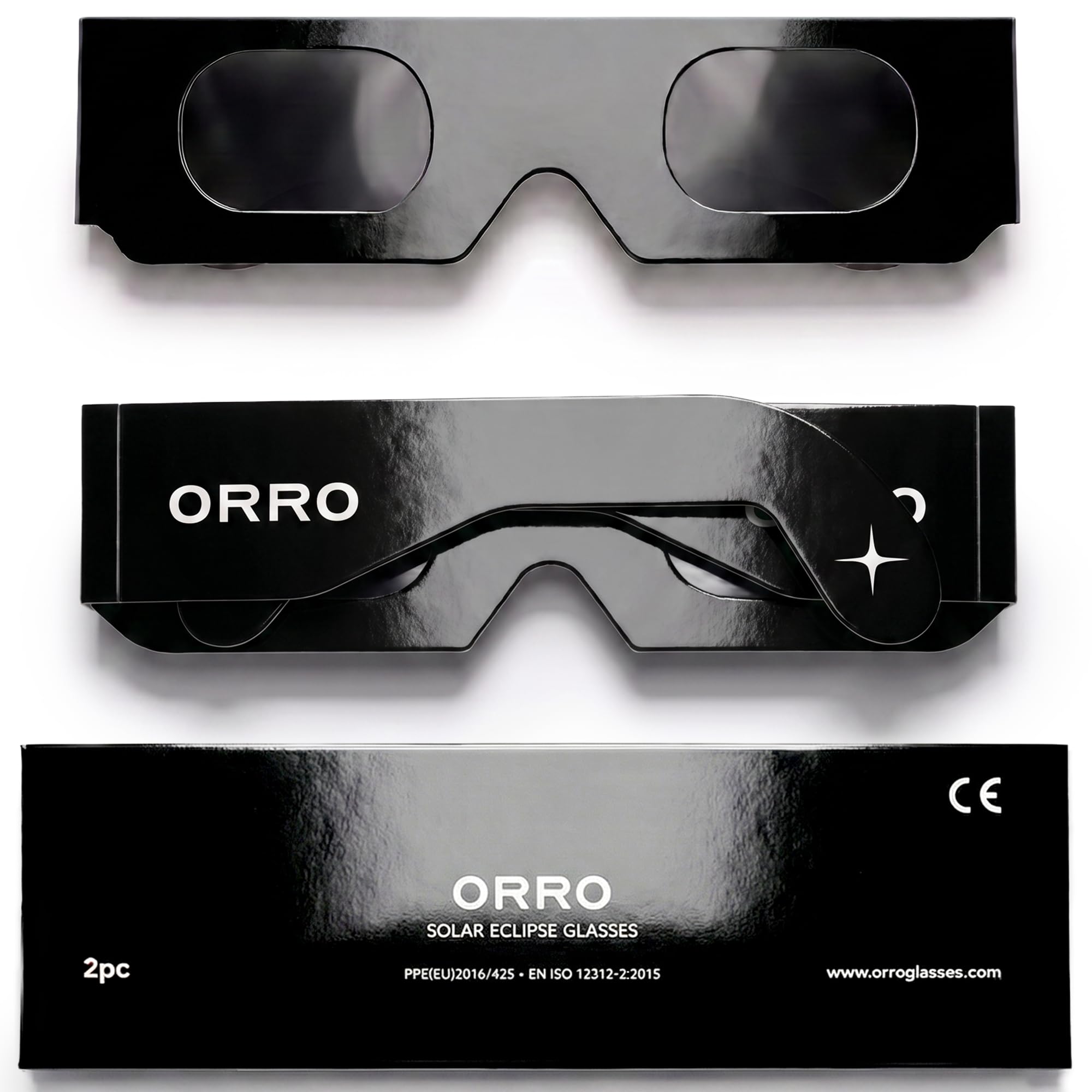 ORRO Occhiali per Eclissi Solare 40 mm, Confezione da 2/6/12, Protezione Oculare Certificata, Testati EN ISO 12312-2:2015, Marcatura CE per Osservazione Solare Diretta - Vestibilità Moderna