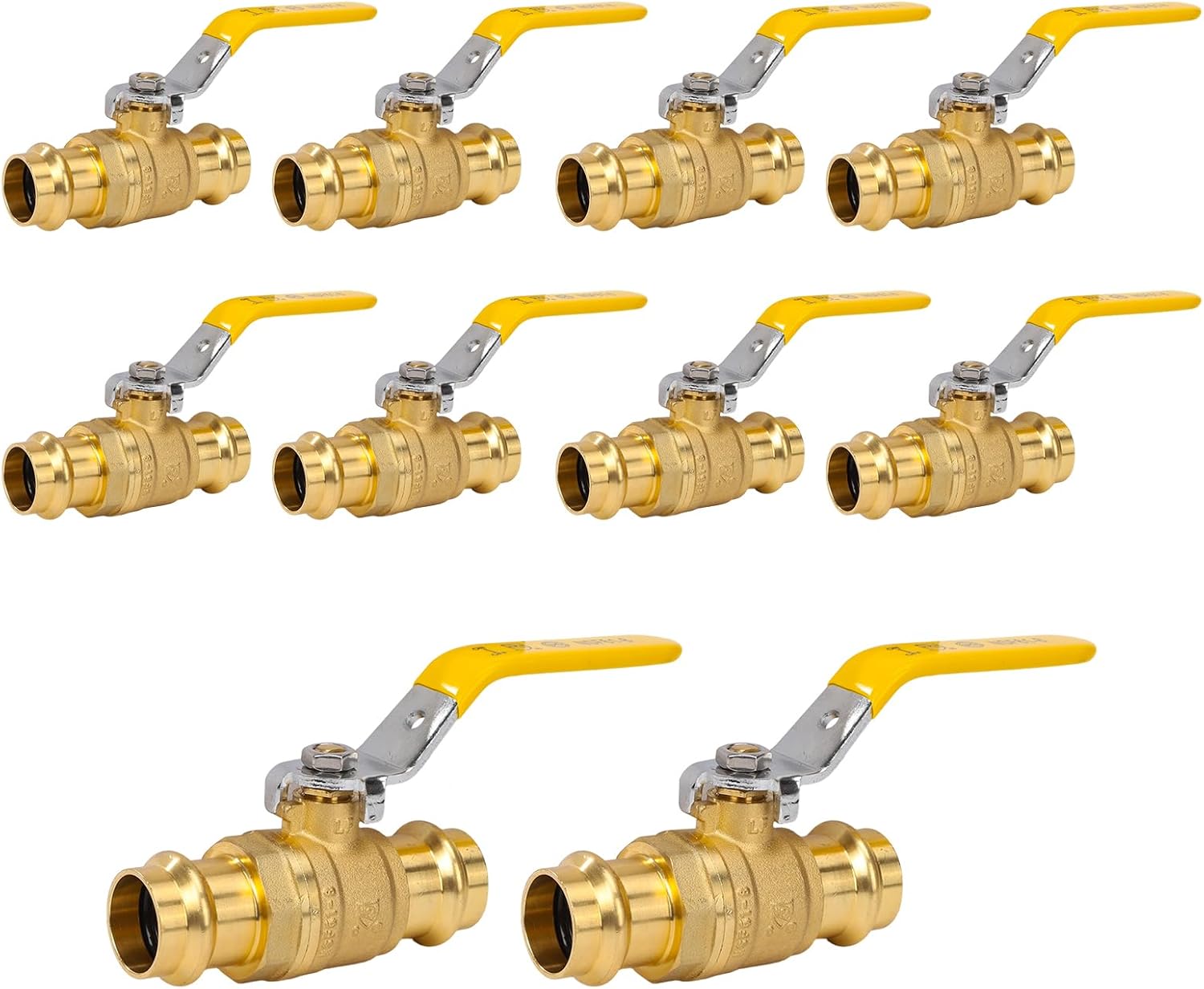3/4" Brass Press Fitting Ball Valve Full Port Heavy Duty with EPDM O-Ring Seal 1/4 Turn Shut Off for Copper Pipe Connection(Pack of 10)