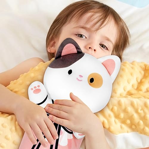 Miniatura 5 de Almohada larga de cuerpo de gato, 34 pulgadas, diseño de flor de cerezo, manta de felpa rosa para abrazar