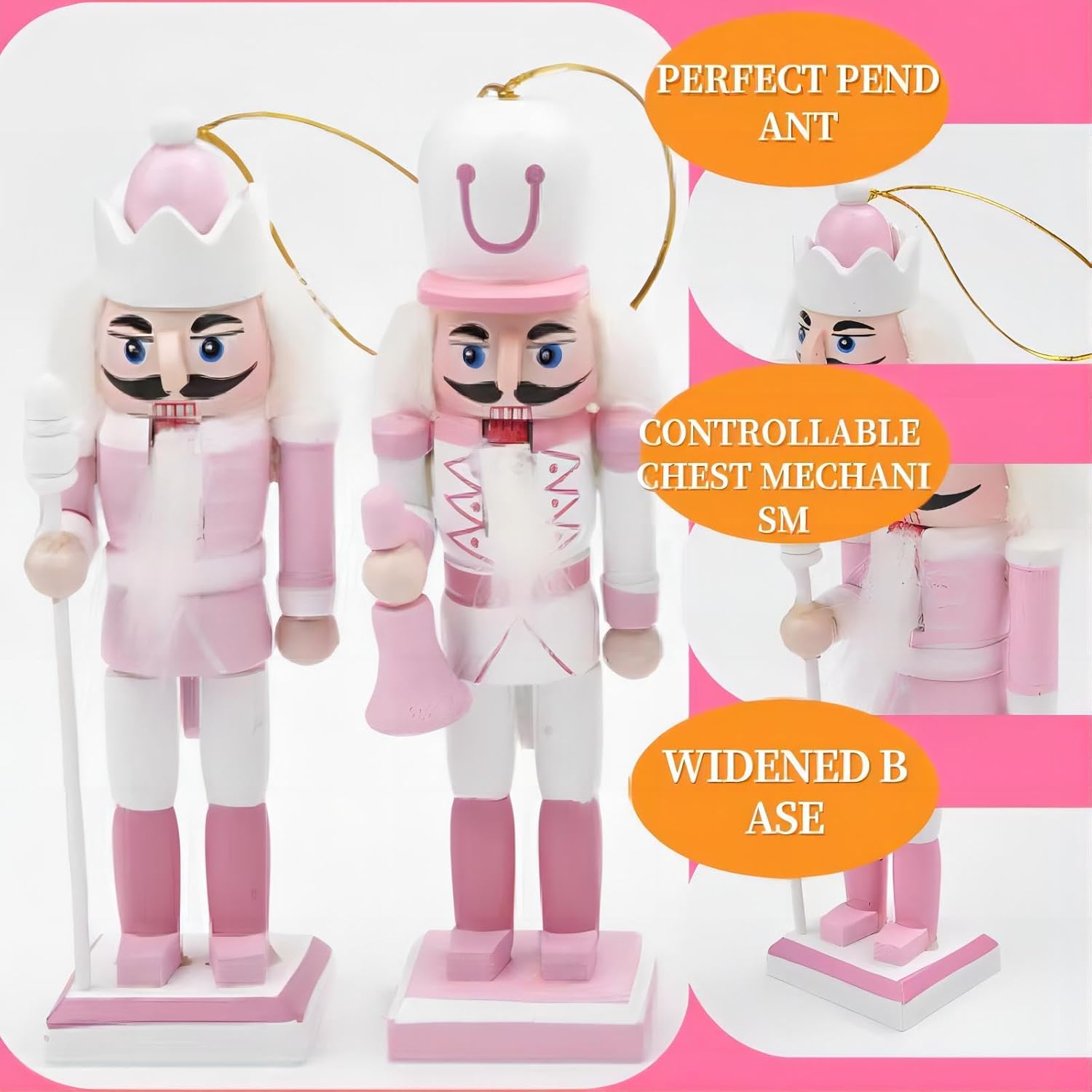 12 PCS Christmas Nutcracker Ornament Set, 4.7Inch Nutcrackers Tree Ornaments Set, Nutcracker Figures with Opening Mouths Christmas Decorations for Xmas Tree, Table Decor