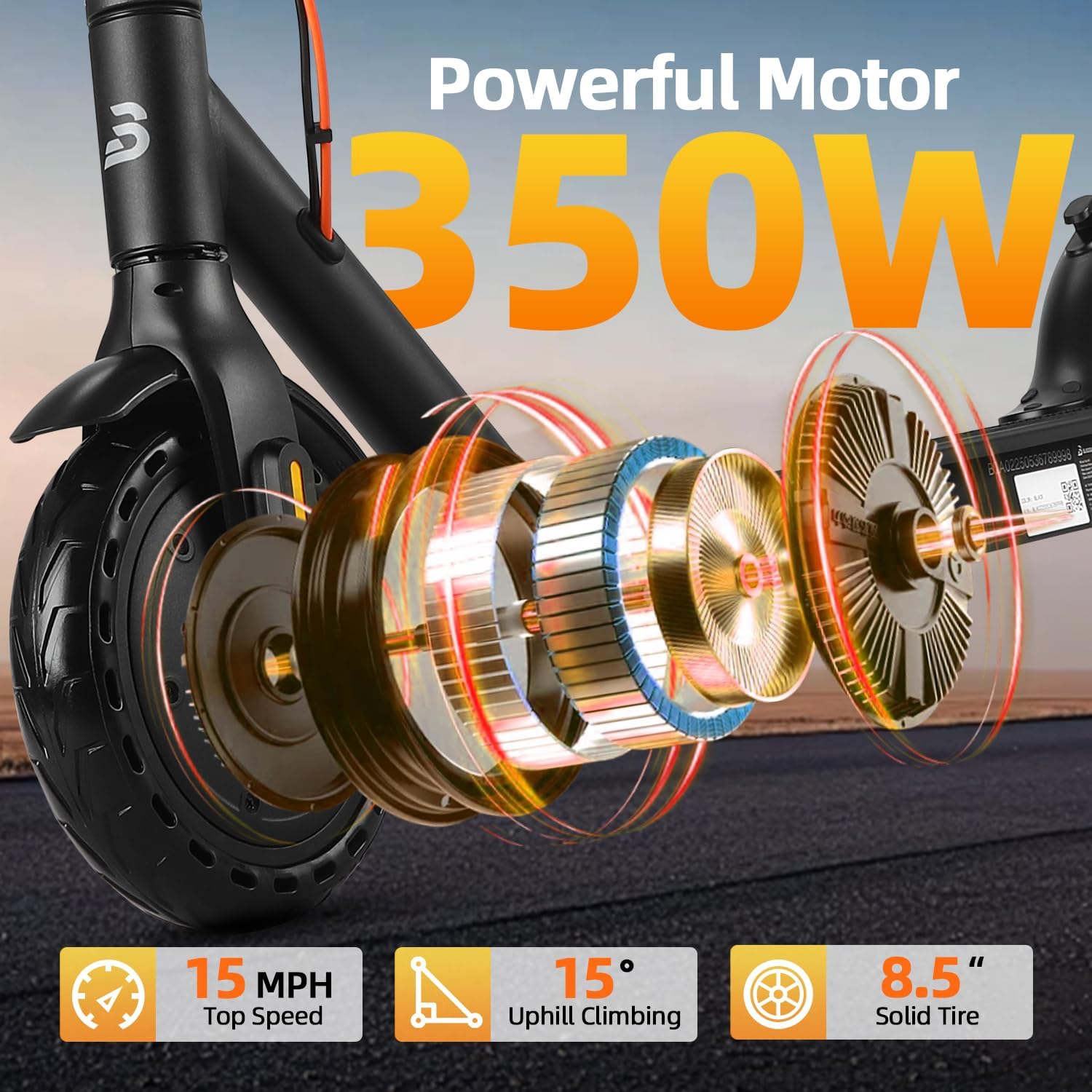 N1 Electric Scooter, 8.5" Tires, 350W Motor, 15Mph Top Speed Fast E Scooter, 21Miles Ranges, Folding Electric Scooter for Adults and Teens, UL2272 Certified