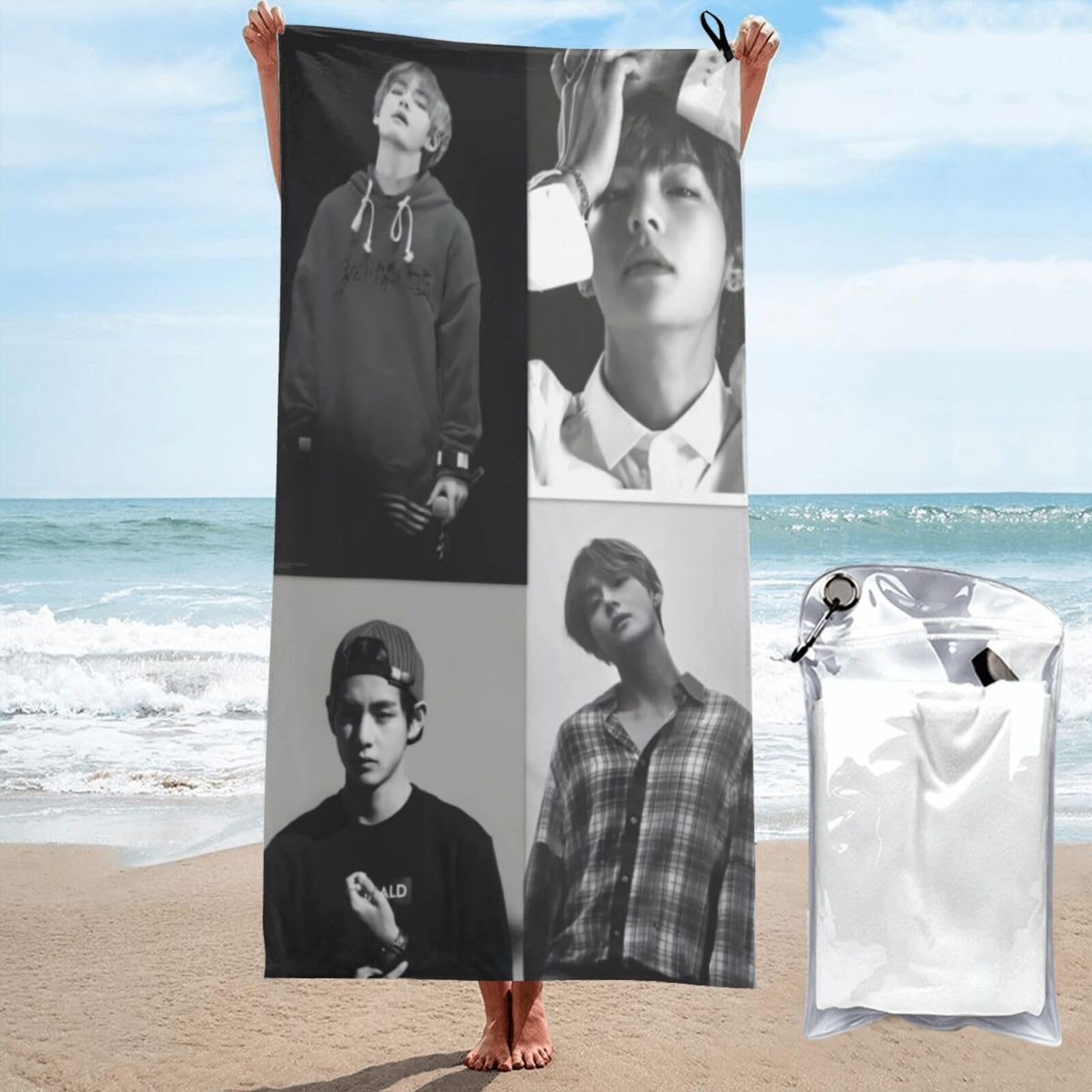 Amazon.com: Fleurique Towels Beach Towel Kim Taehyung Microfiber