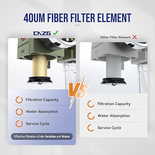 Miniatura 4 de NPT 14 Regulador de aire con medidor, compresor de aire separador de agua con accesorios, filtro de aire comprimido neumático a presión trampa de