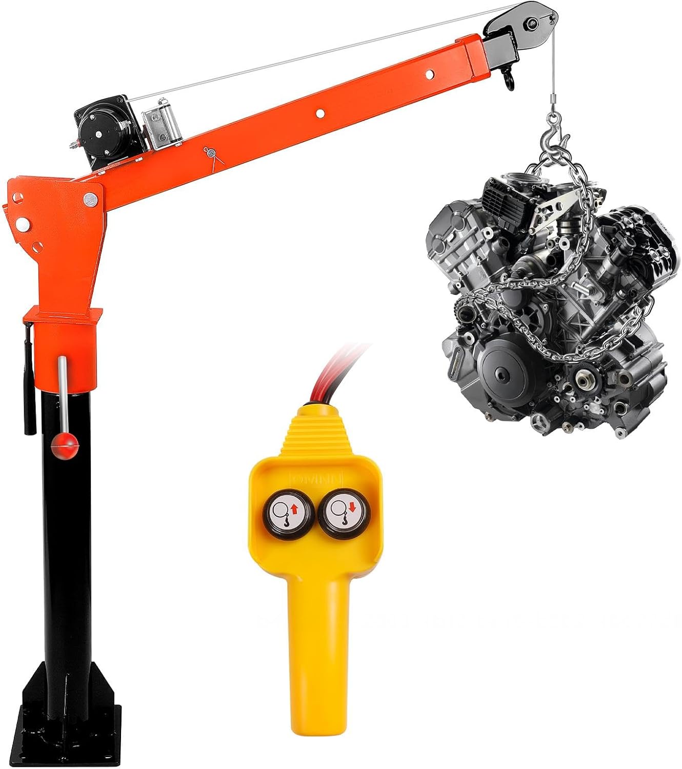 1500 Capacity lbs Folding Truck Bed Crane with 2000 lbs Electric Winch 12V, Electric Truck-Mounted Crane & 360° Swivel | Alloy Steel Jib Cranes for Lifting Goods in Construction