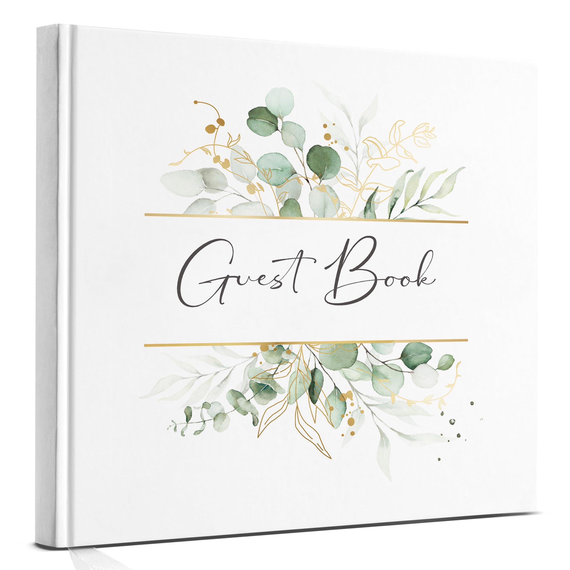 Marvelights Blank Guest Book with 120 Pages, Memory Book for Special Occasions, Keepsake Book for Messages, Wishes and Important Moments (Green leaves)