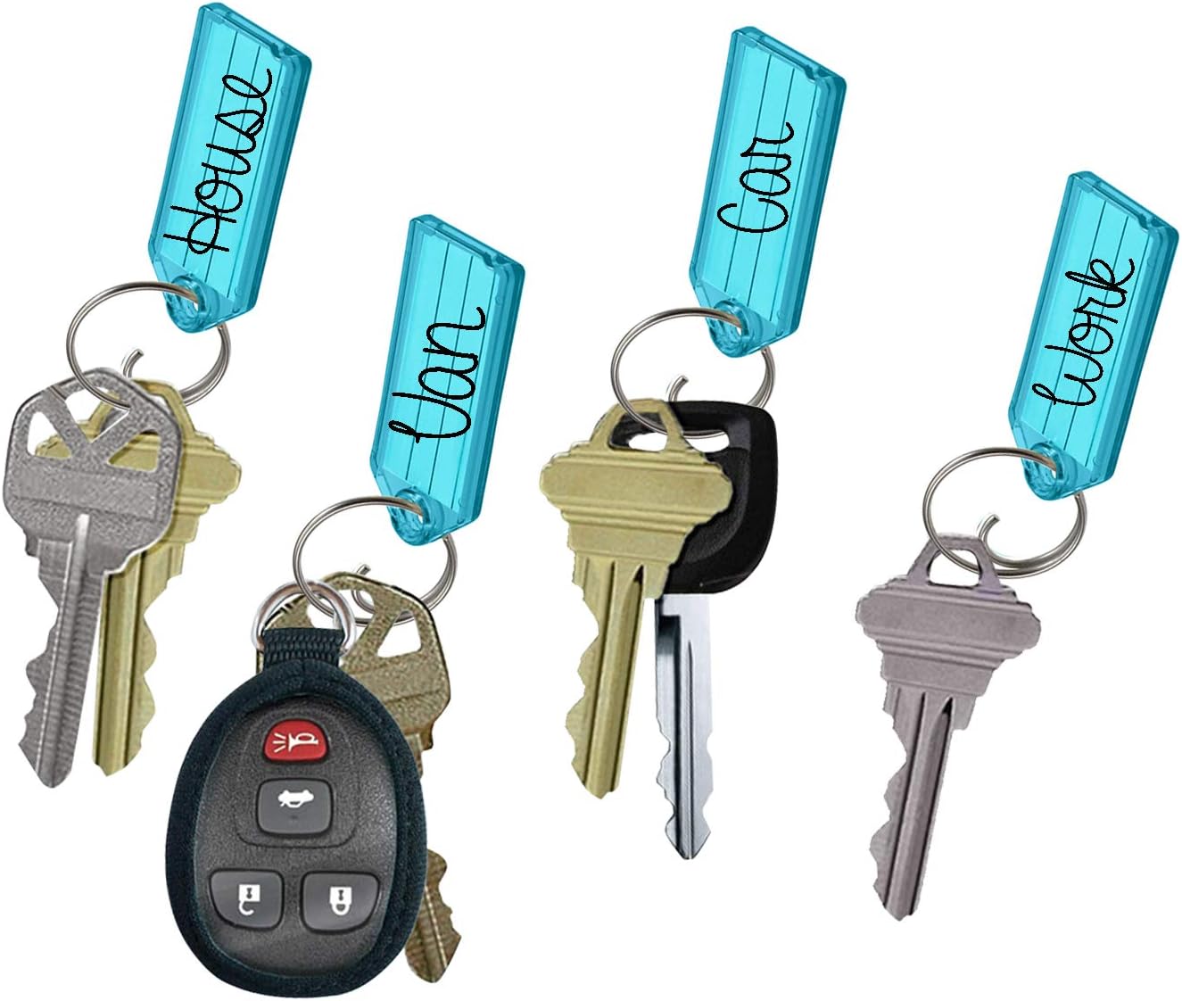 Lucky Line Key Tag with Tang Ring, Blue, Box of 100 (1230030)