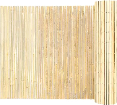 Landgarden Natural Bamboo Slat Screening, Eco-Friendly Privacy Slat Fence, Bamboo Screen Panel Roll for Balcony or as Wind and Sight Protection