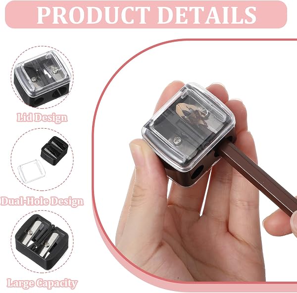 2 Stück Makeup Sharpener Anspitzer Spitzer Kosmetikstifte Make up Bleistiftspitzer Kosmetikspitzer Dual Bleistift Spitzer Universal Anspitzer für Augenbrauenstift Eyeliner Handlich Für Unterwegs - 3
