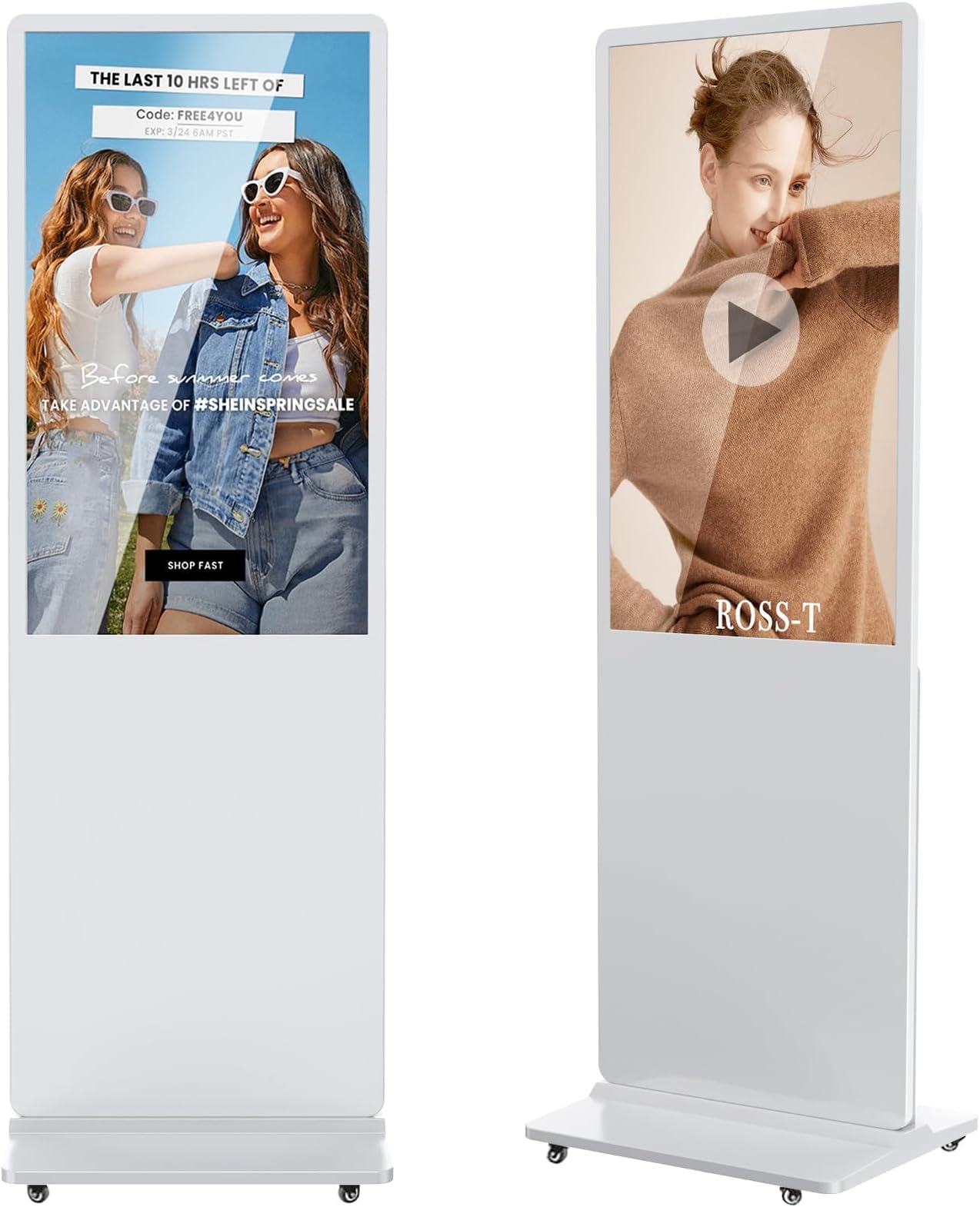 43 Inch Digital Signage Display, LCD Screen Digital Kiosks & Interactive Displays 4K Totem Floor Standing Auto AD Player with USB/HDMI/WiFi Android OS