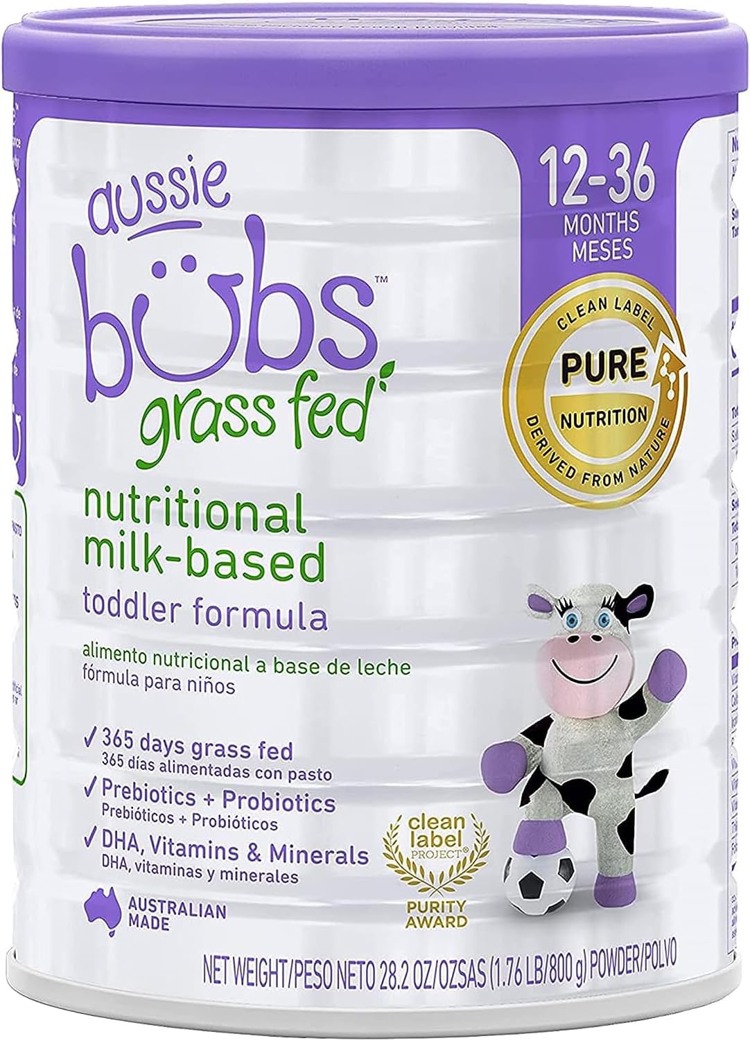 Bubs Grass Fed Nutritional Milk-Based Toddler Formula, Made with Non-GMO Cow's Milk, for Kids 12-36 months, 28.2 oz
