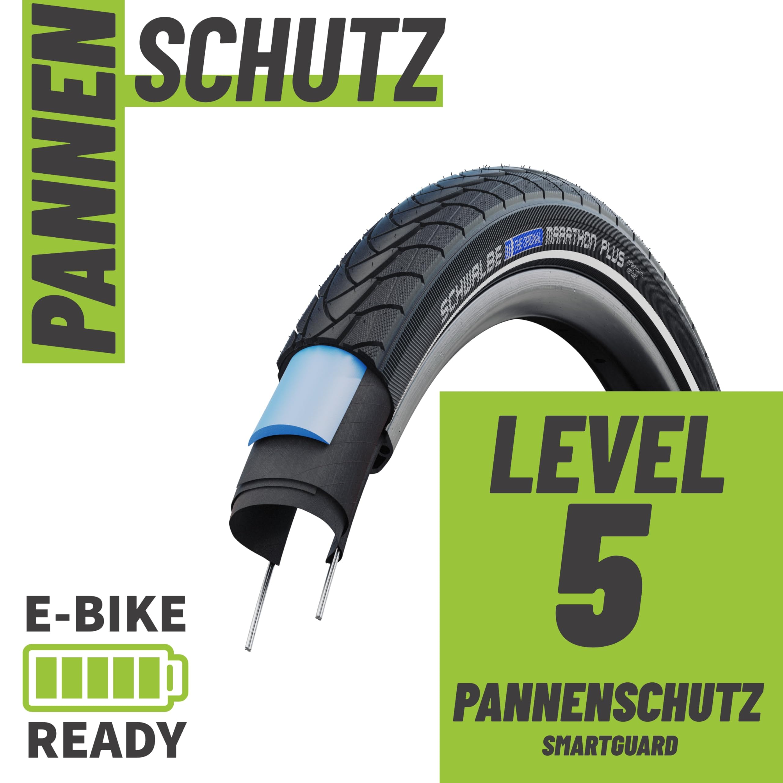 2er Set Schwalbe Reifen Marathon Plus 16 Zoll (35-349) Reflex auswählbar mit Schläuchen + 3 MSZweirad Reifenheber E Bike