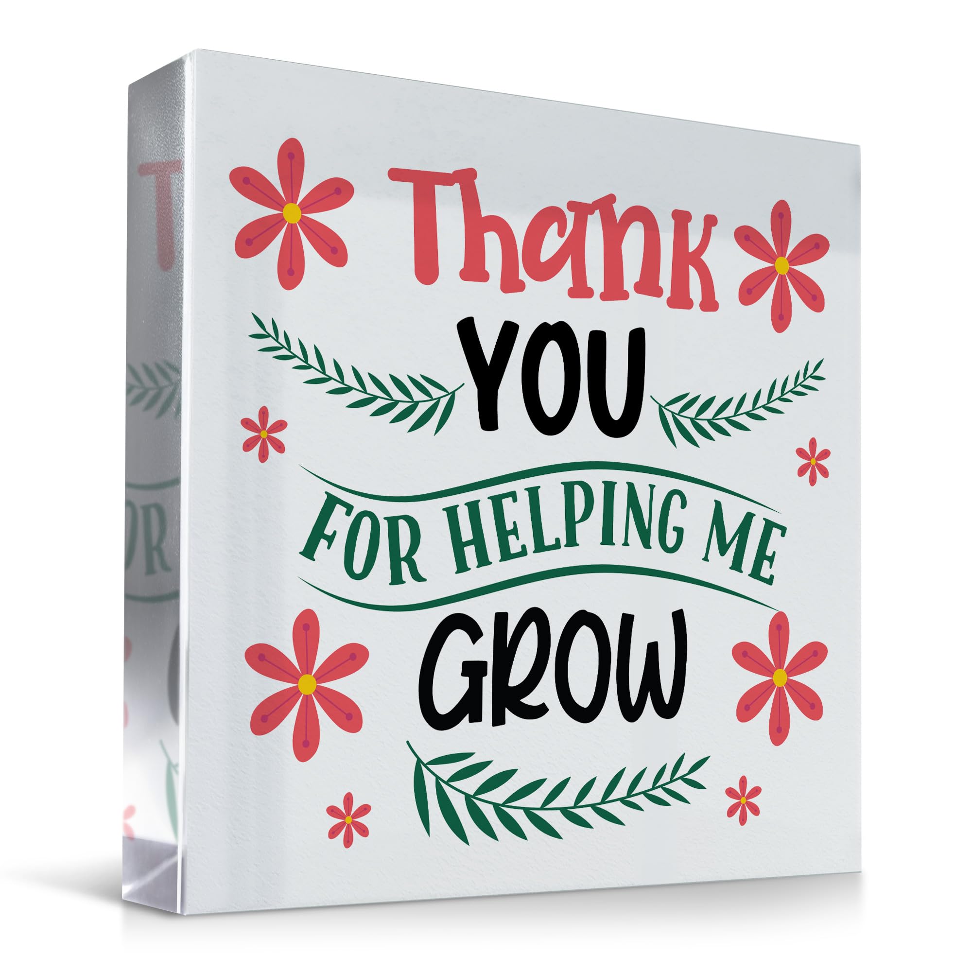 Red Ocean Thank You For Helping Me Grow Acrylic Block Gift For Teacher Teaching Assistant Nursery Teacher End of Term Gift For Him Her Teacher Appreciations Gifts Novelty Teacher Gifts