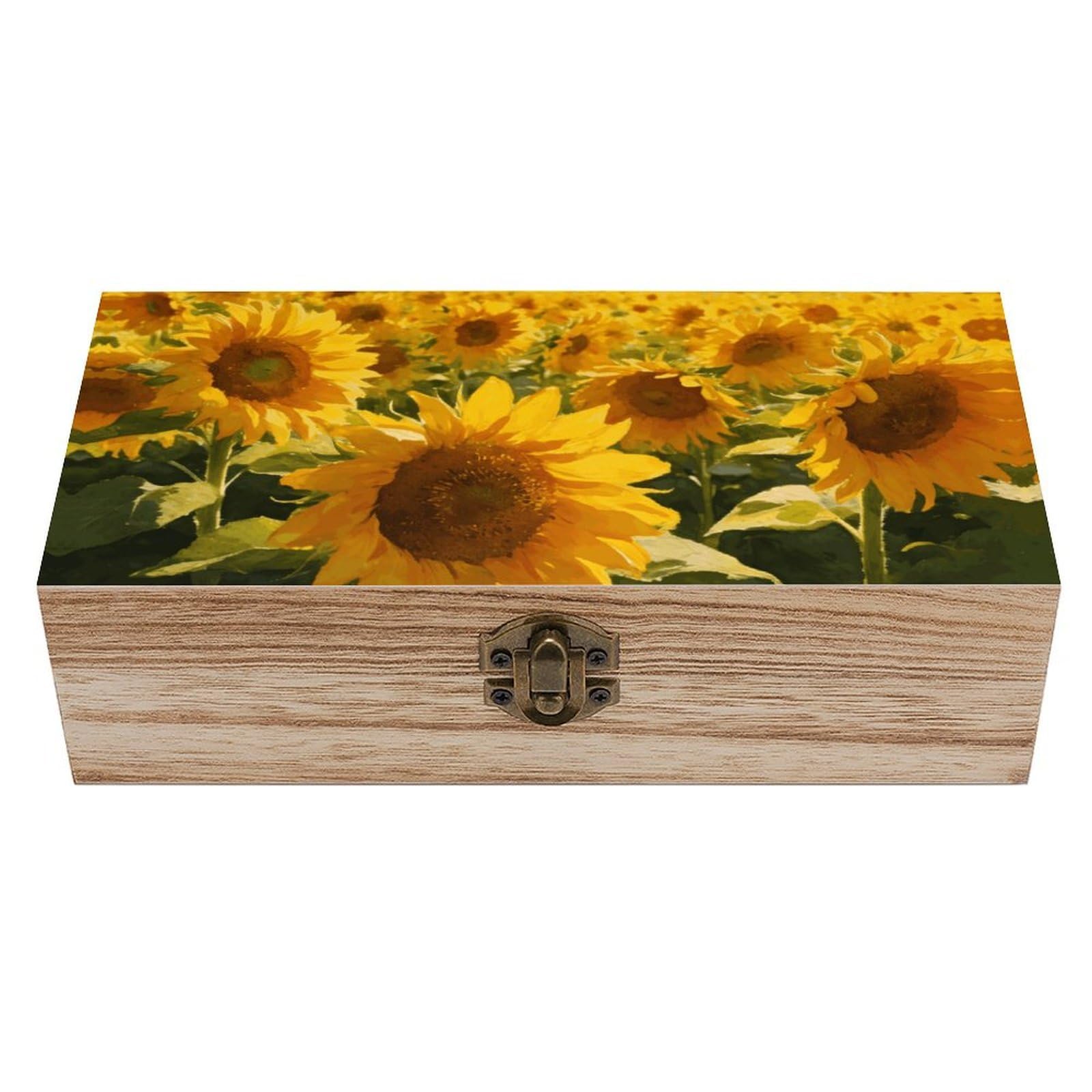 LZQPOEAS Golden Wilderness Wooden Storage Box Small Decorative Box with Hinged Lid Handmade Elegant Keepsake Storage Box for Jewelry, Photos, Trinkets, Letter Gifts, Small Heirlooms
