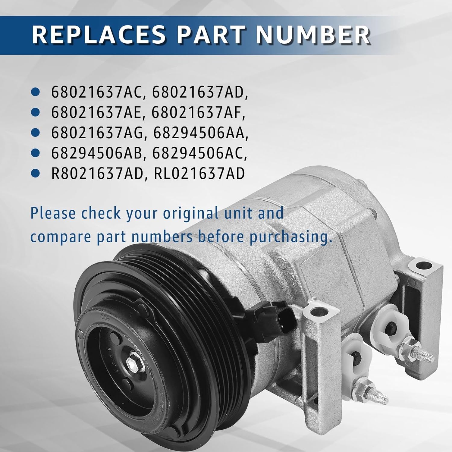 3.6L V6 AC Compressor w/Clutch Compatible with Jeep Grand Cherokee 2011-2015 Compatible with Chrysler 300 2011-2013 Compatible with Dodge Charger Challenger Durango11-15 Air Conditioner Compressor