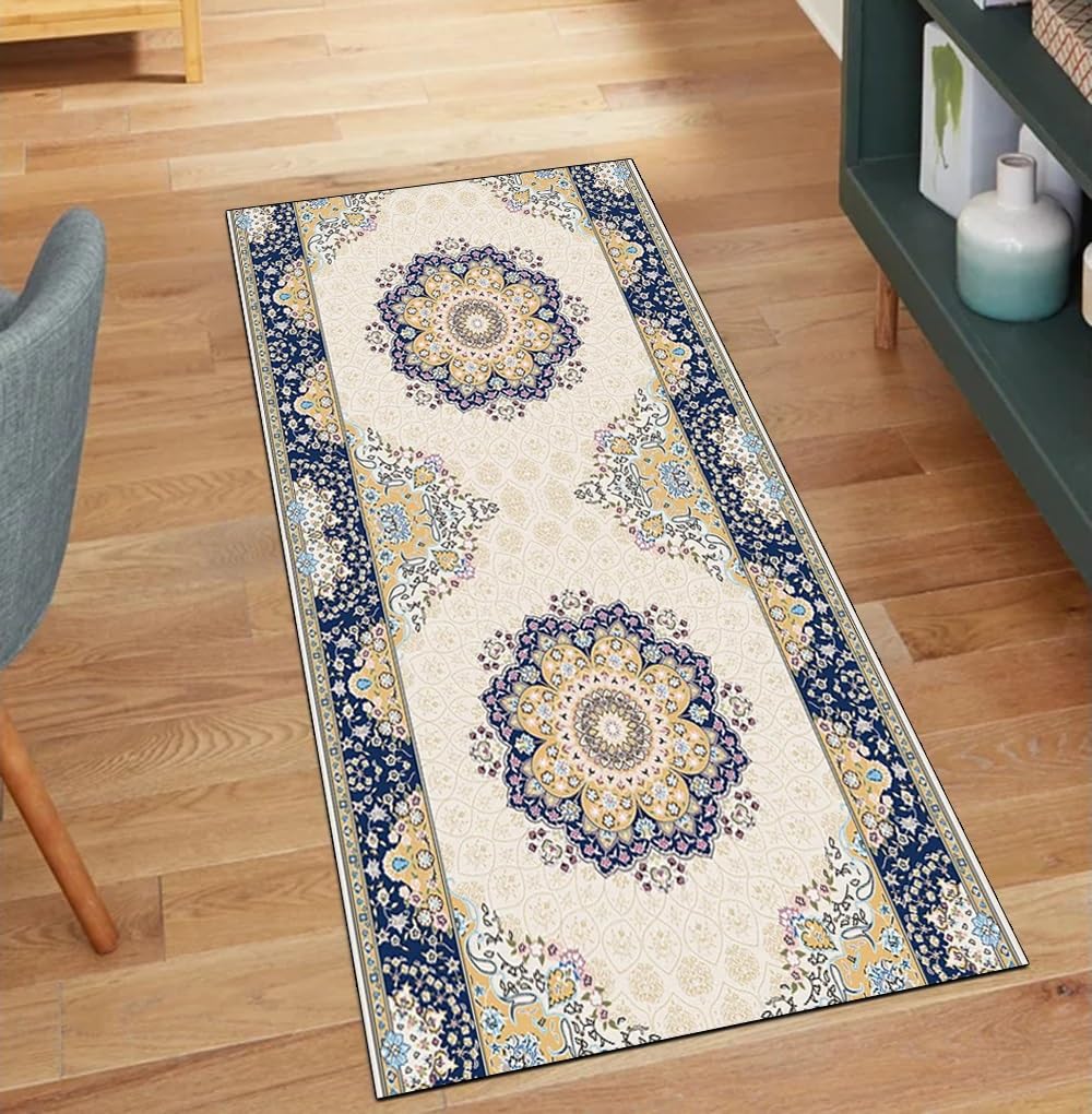 Alfombra antideslizante lavable para mantener limpia tu cocina beige de poliéster