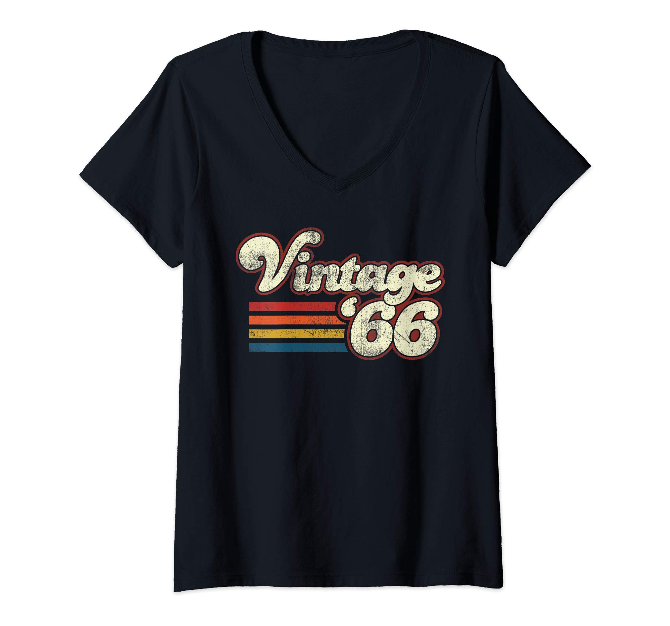 Vintage Retro Birthday TeesWomens Vintage 1966 Birthday V-Neck T-Shirt