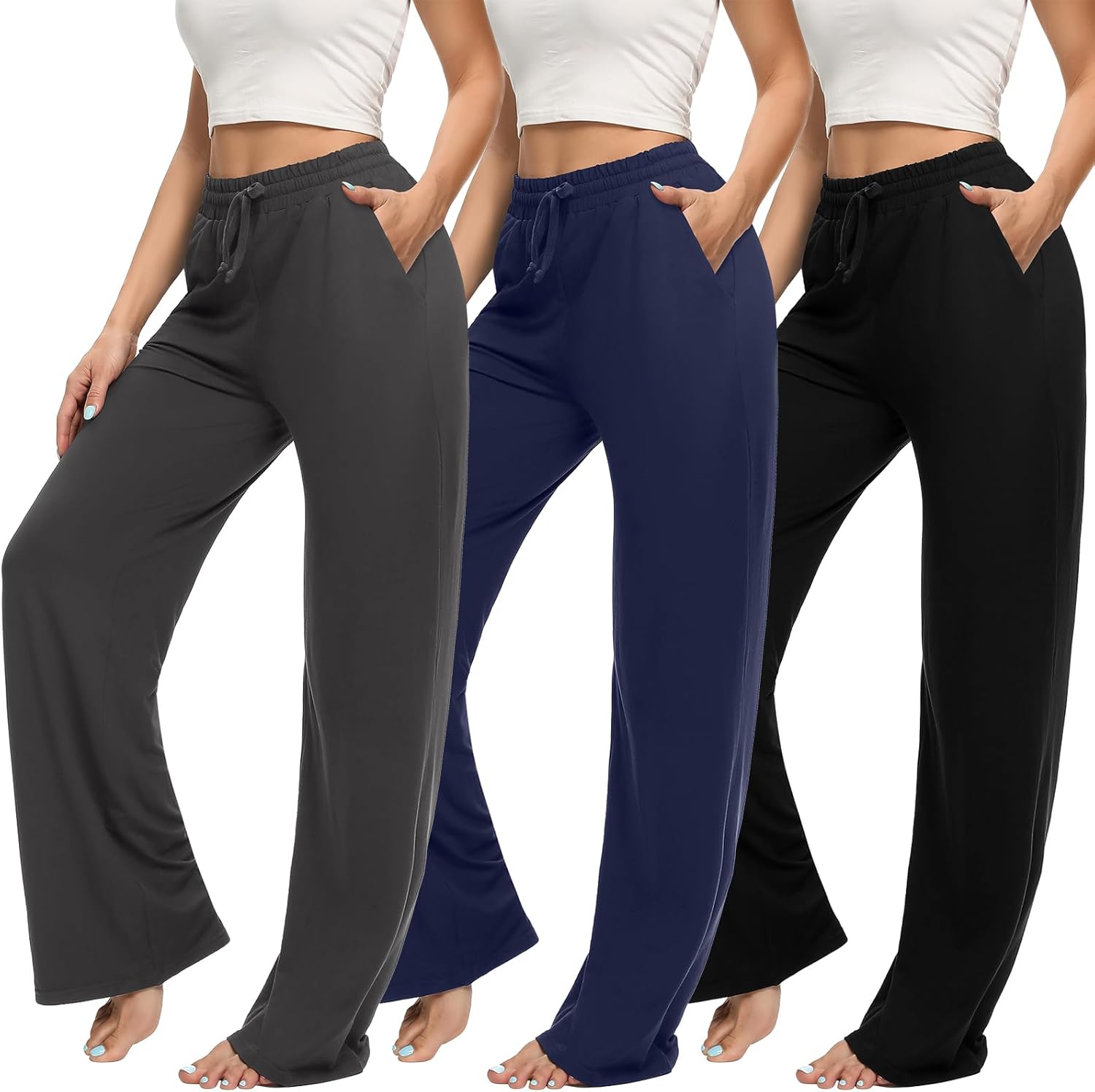 Envlon Womens Yoga Pants Loose Lightweight Workout Sweatpants Drawstring Comfy Joggers Casual Lounge Pants with Pockets
