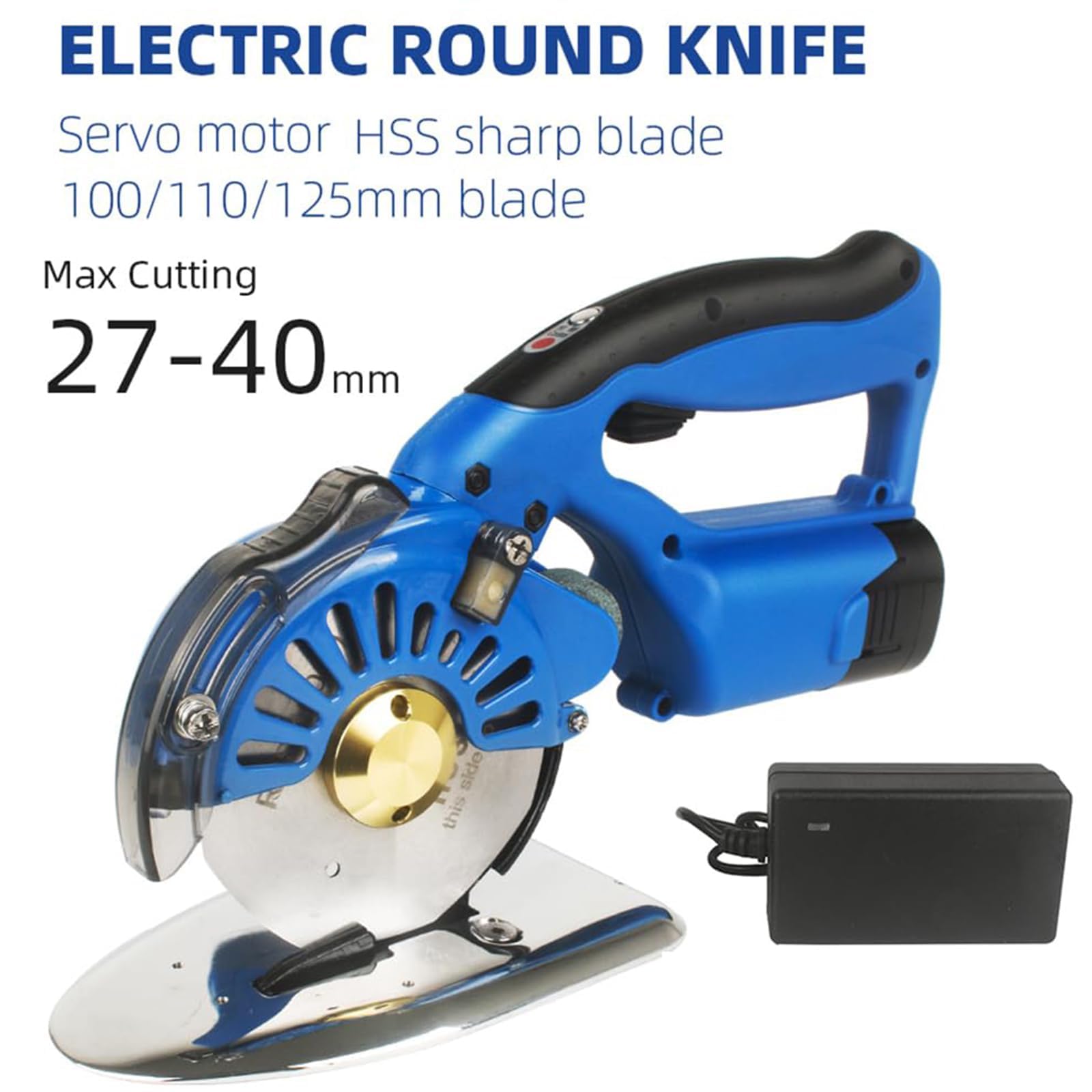 Cortador eléctrico giratorio de tela, recortadora inalámbrica con 5 ajustes de velocidad y afilado automático, herramienta de corte para cuero, alfombra, vinilo, hoja recargable de 125 mm